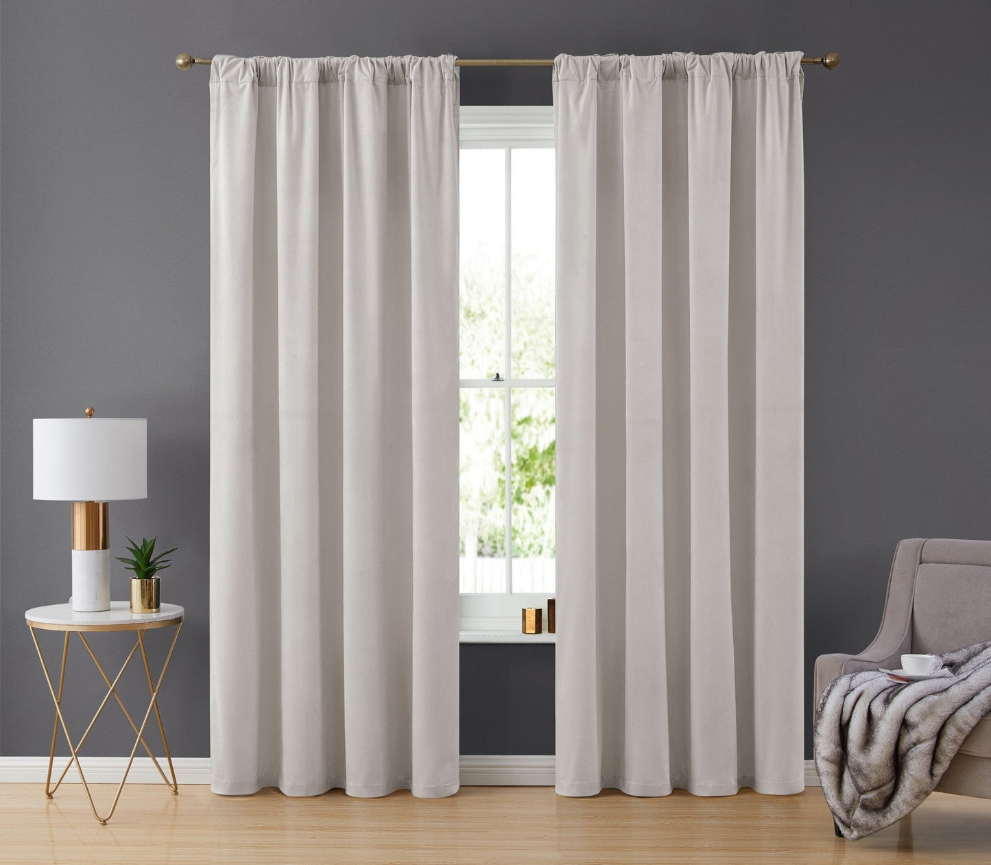 Lopez Velvet Back Tab Rod Pocket Room Darkening Curtain Panels