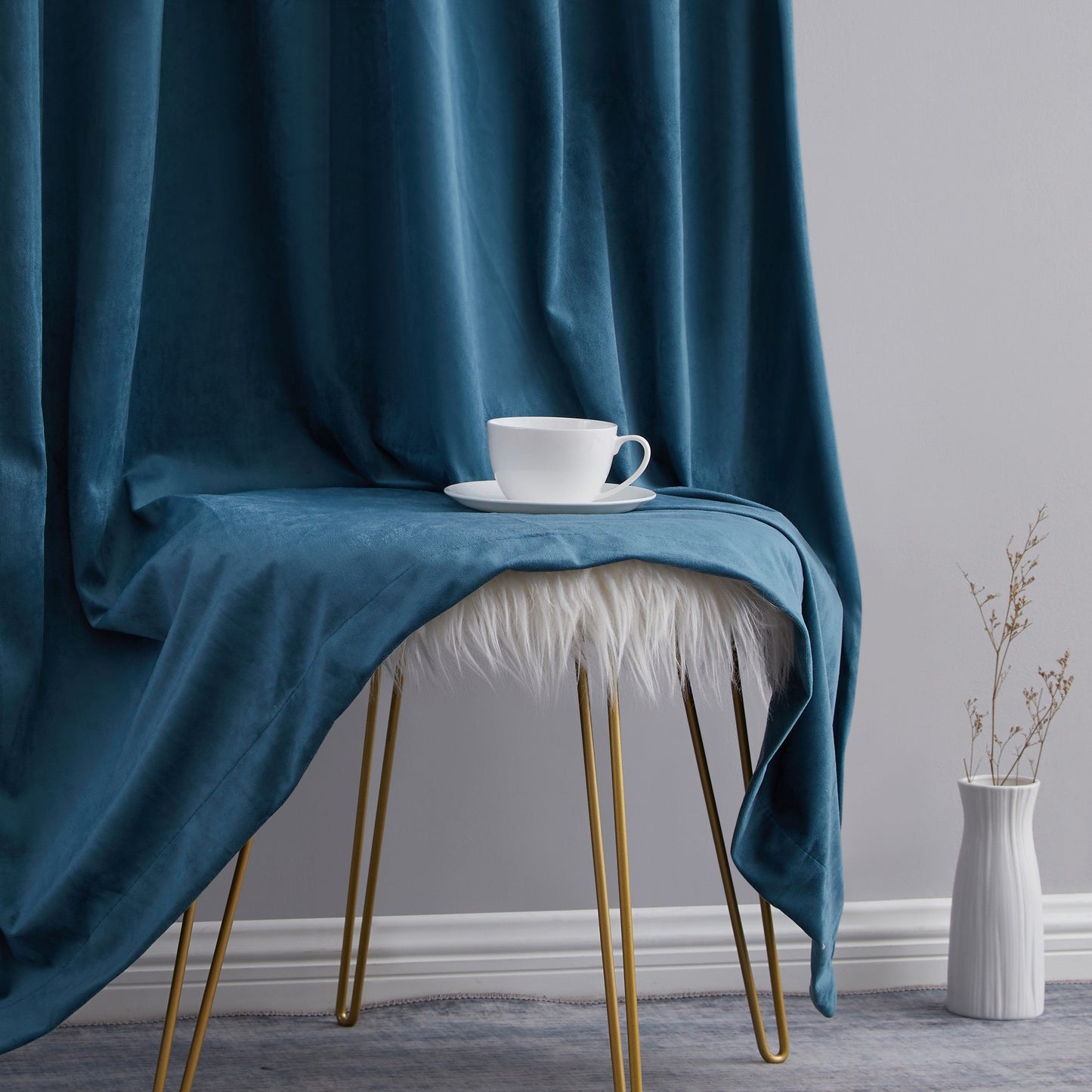 Lopez Velvet Back Tab Rod Pocket Room Darkening Curtain Panels