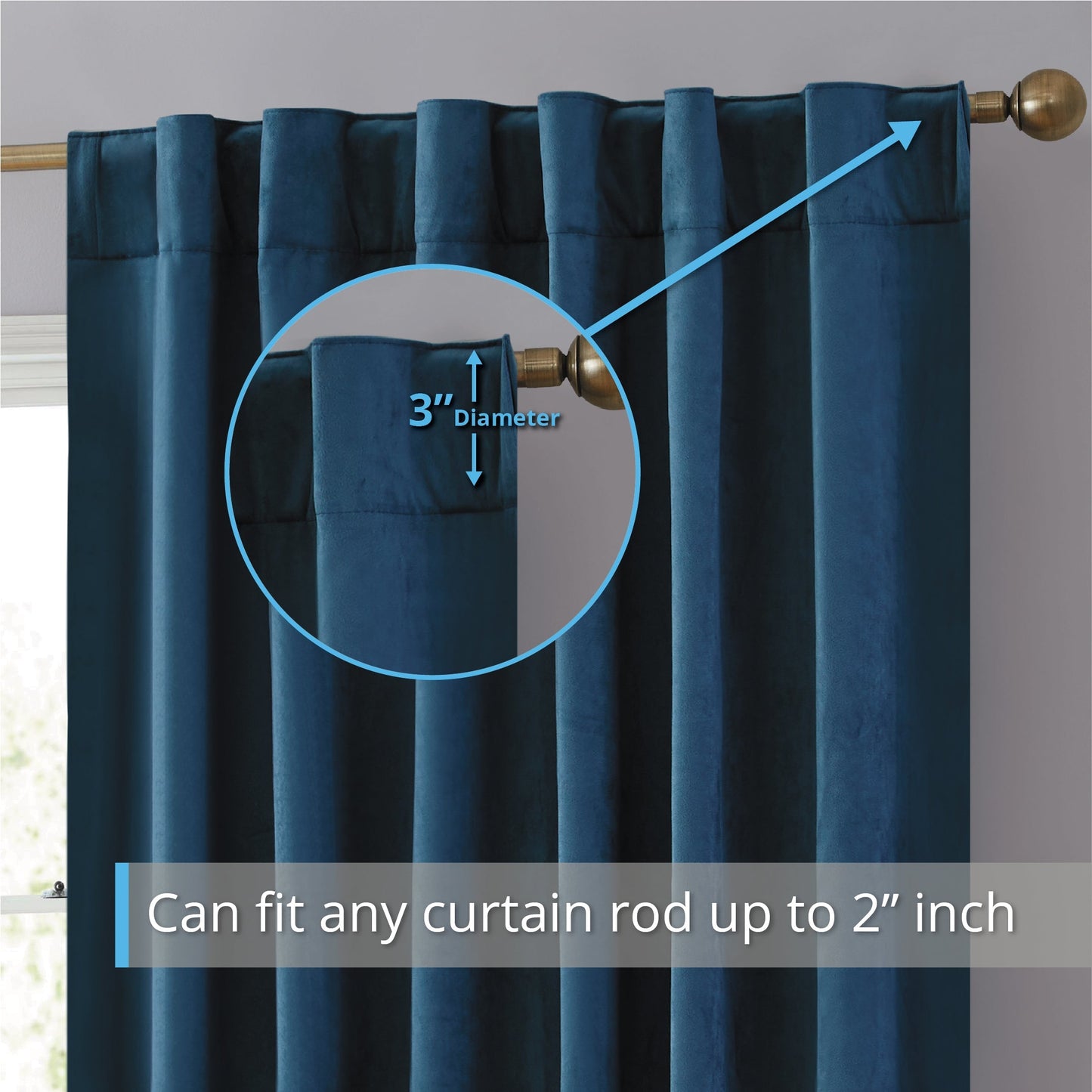 Lopez Velvet Back Tab Rod Pocket Room Darkening Curtain Panels