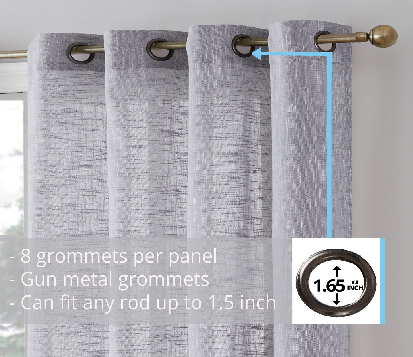 Madison Faux Linen Sheer Grommet Curtain Panels