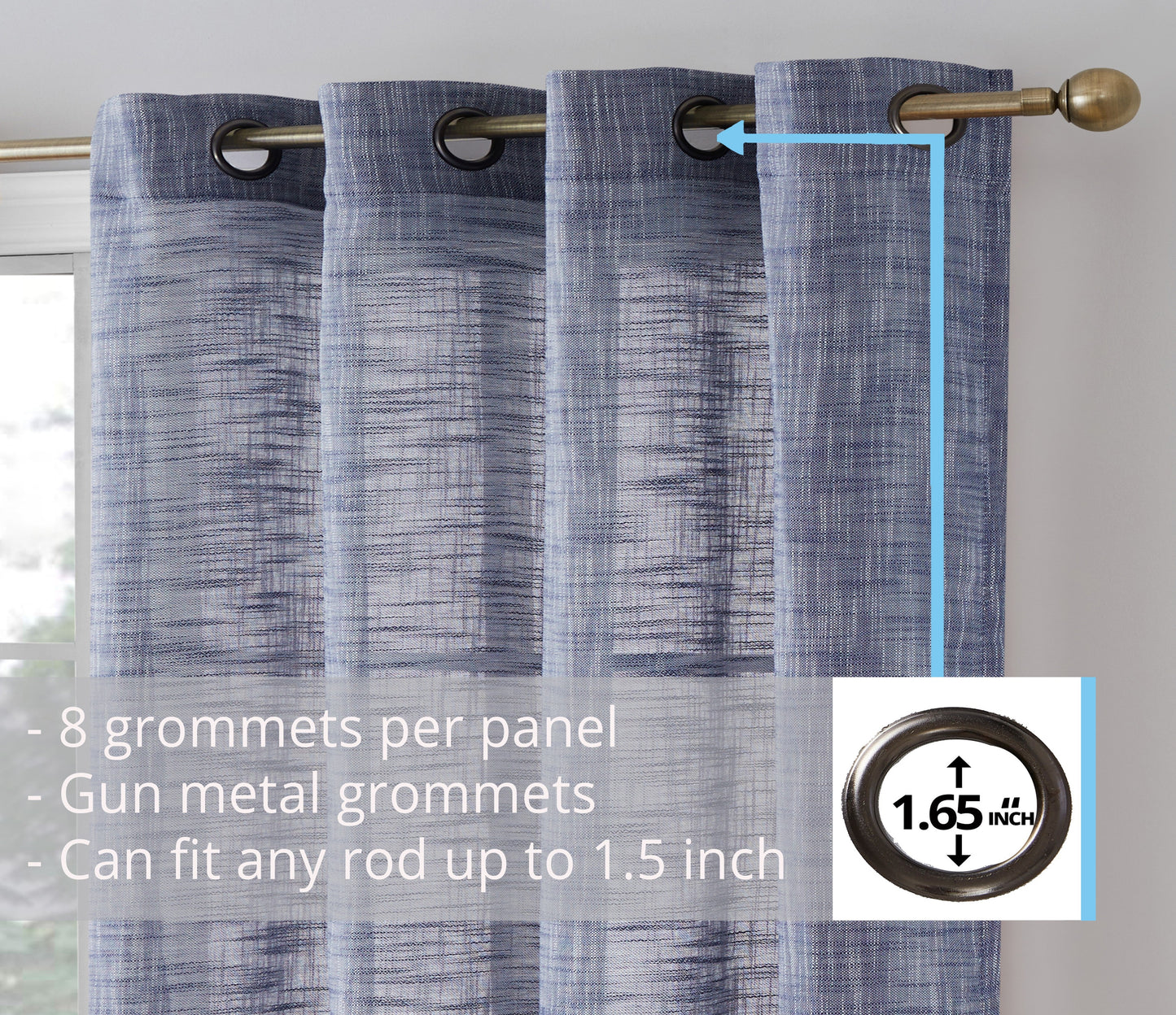 Madison Faux Linen Sheer Grommet Curtain Panels