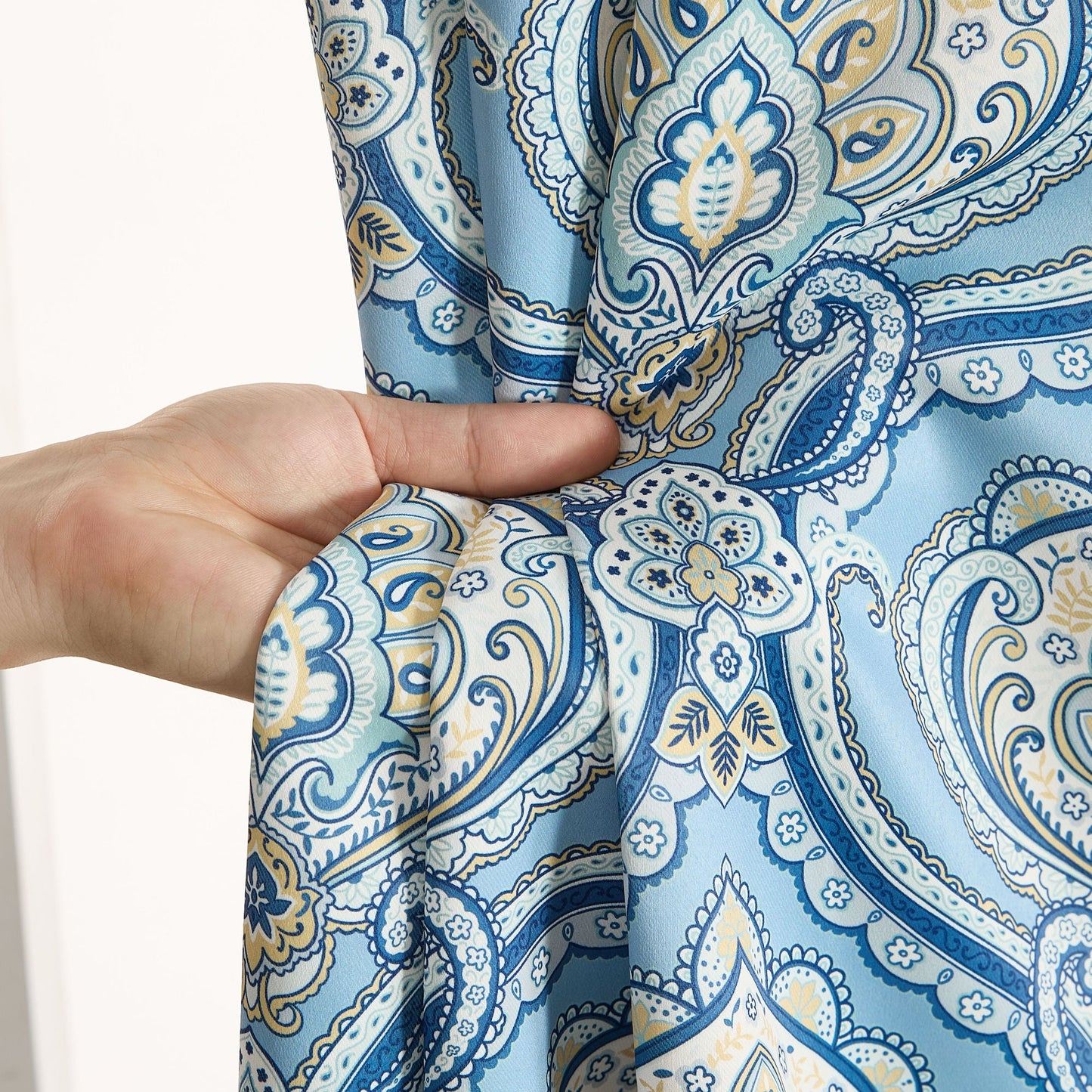 Messina Medallion Paisley Floral Damask Back Tab Rod Pocket Room Darkening Window Curtains - Pair