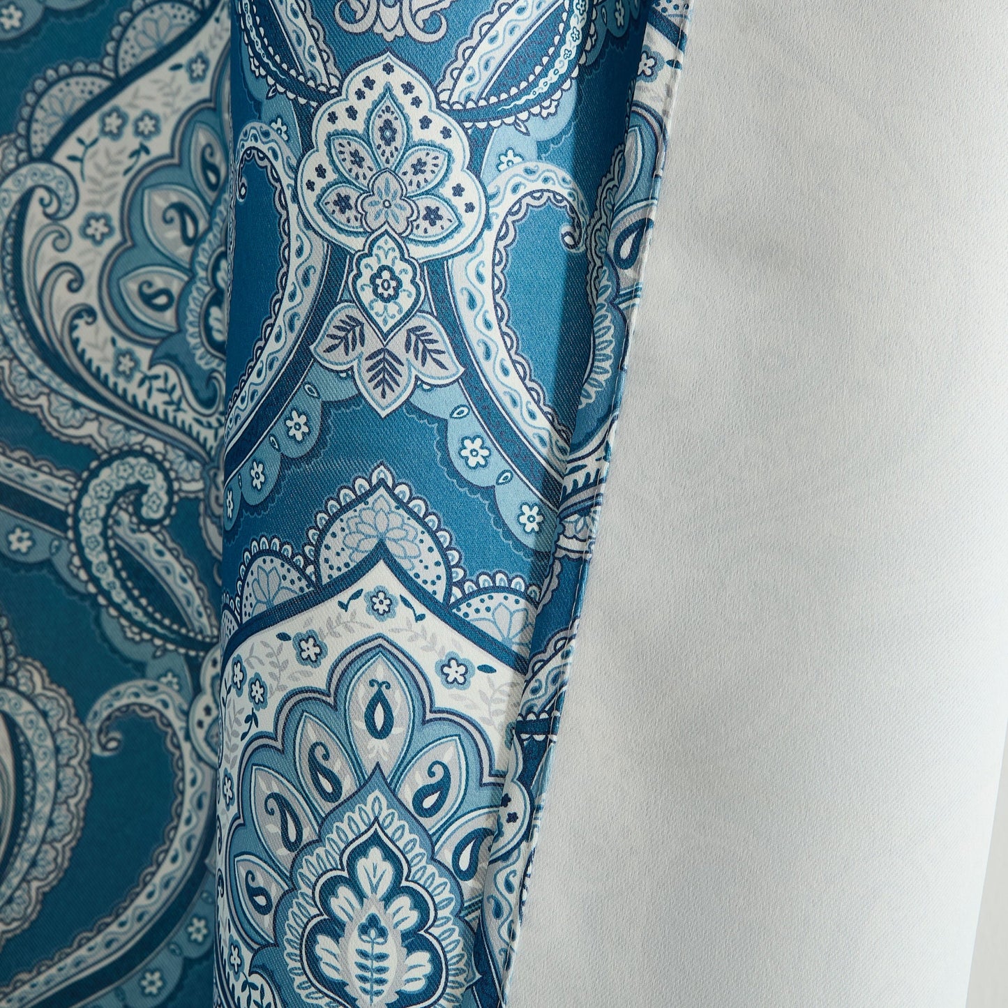 Messina Medallion Paisley Floral Damask Back Tab Rod Pocket Room Darkening Window Curtains - Pair