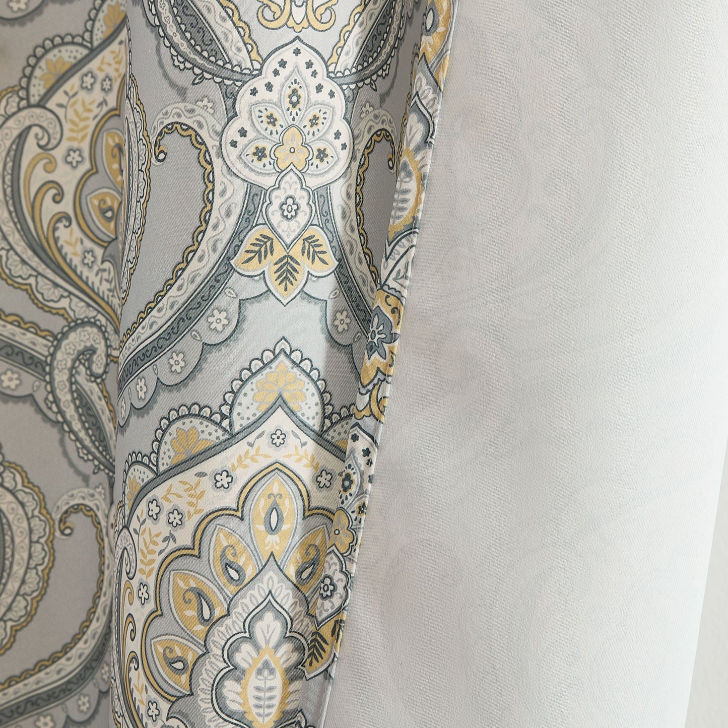 Messina Medallion Paisley Floral Damask Back Tab Rod Pocket Room Darkening Window Curtains - Pair