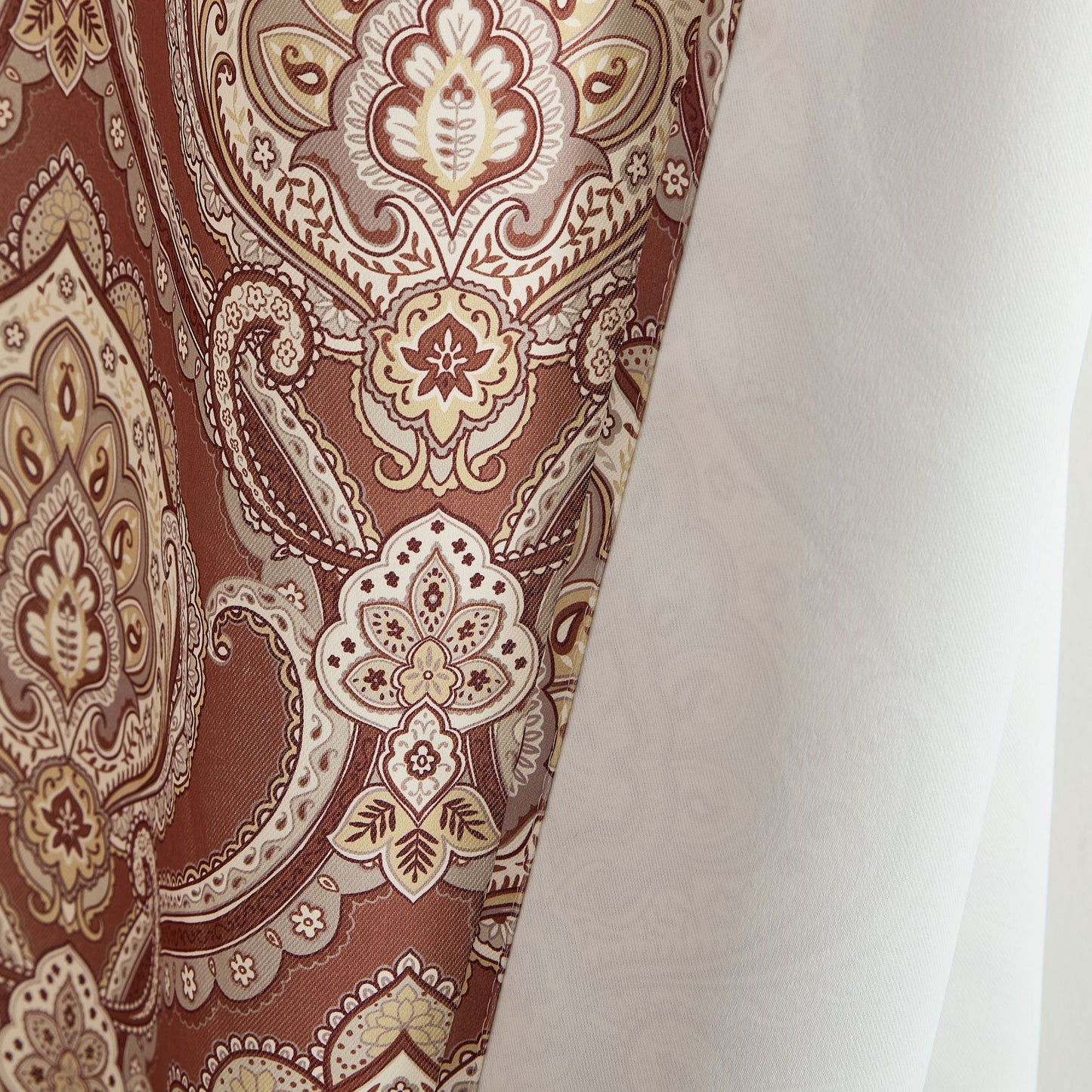 Messina Medallion Paisley Floral Damask Back Tab Rod Pocket Room Darkening Window Curtains - Pair