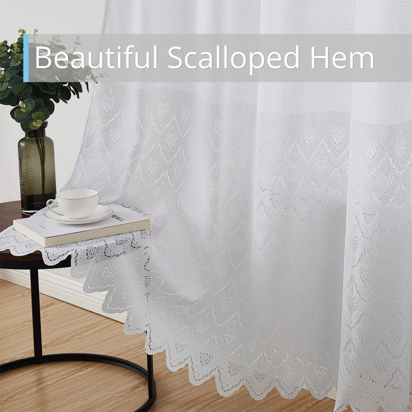 Monaco Macrame Lace Sheer Rod Pocket Curtain Panels