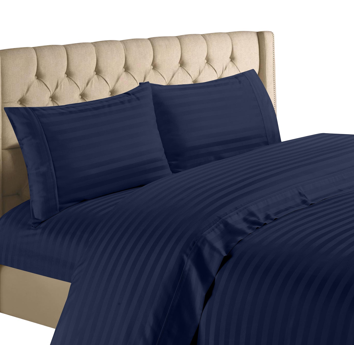 Spring Home 1200 Thread Count Egyptian Cotton Dobby Stripe Sheets – Deep Pocket Jacquard Dot Bed Set