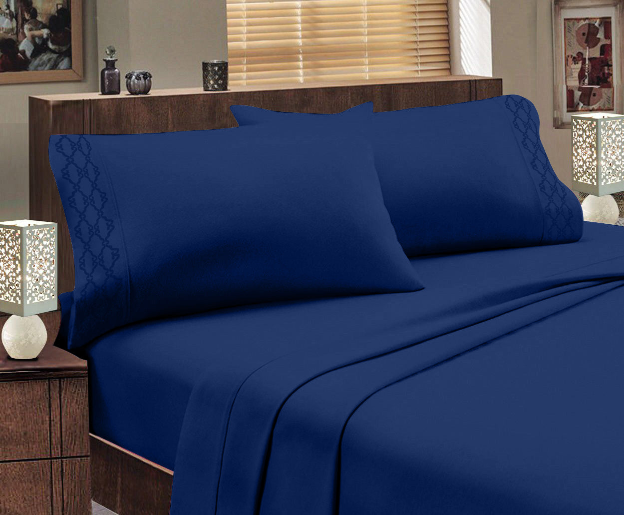 Juego de sábanas bordadas serie 1800 – Bolsillo profundo, ropa de cama de hotel de lujo supersuave