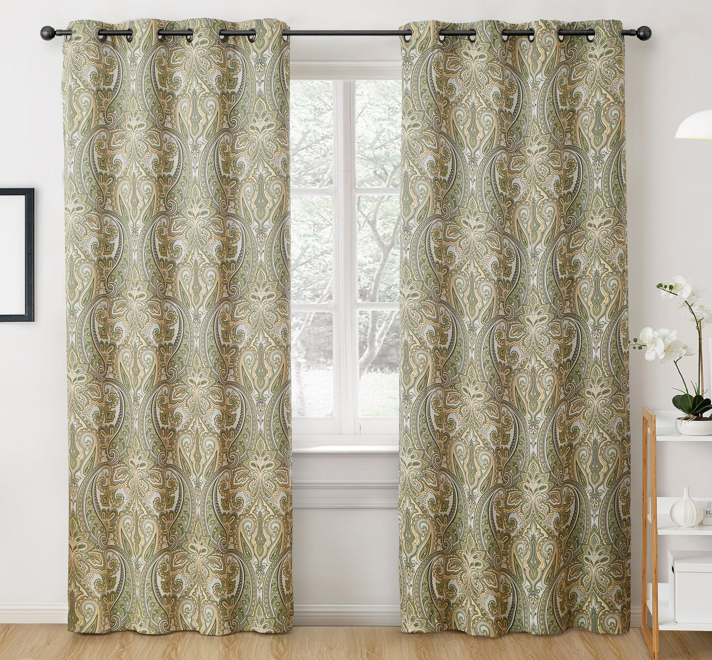 Paris Paisley Floral Room Darkening Grommet Curtain Panels