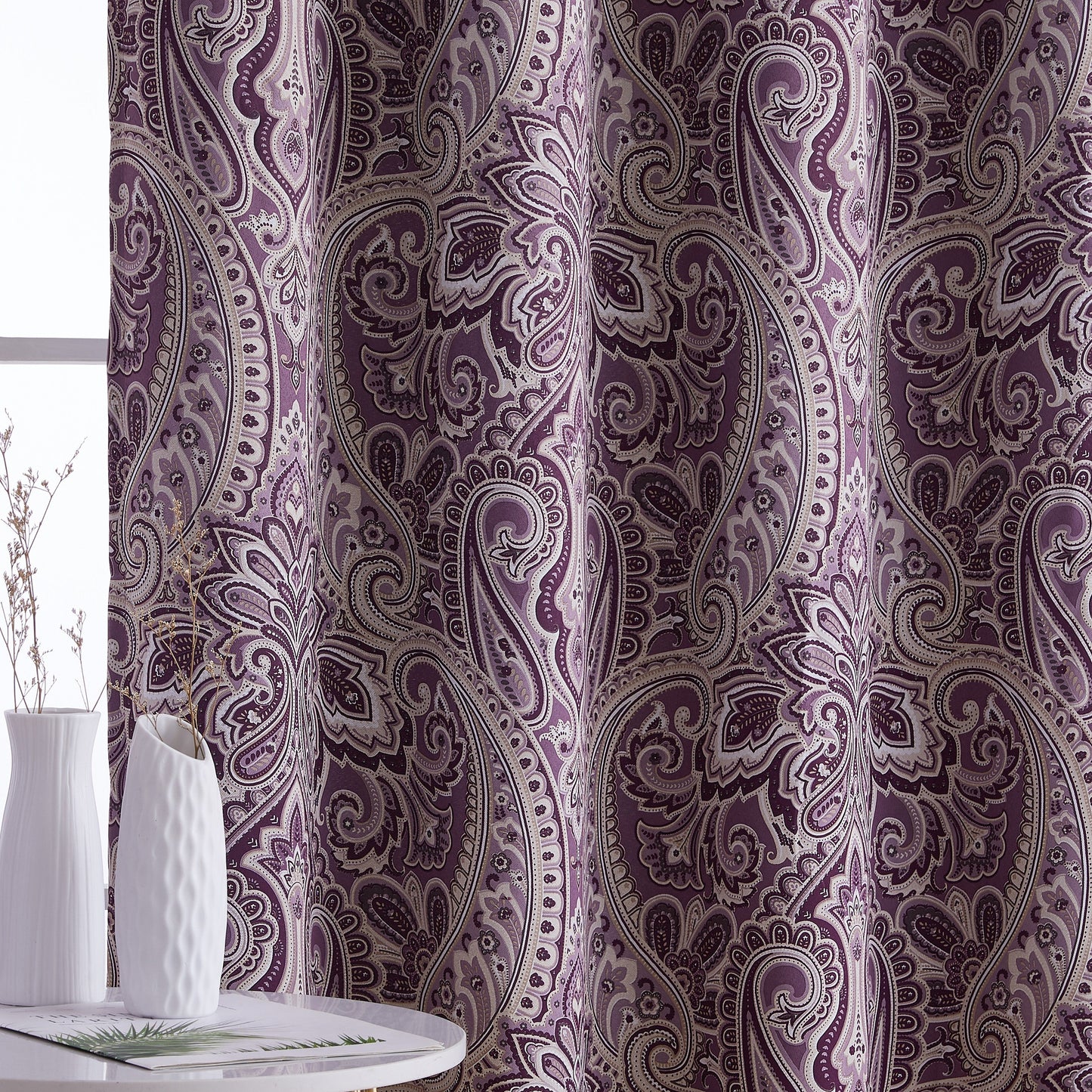 Paris Paisley Floral Room Darkening Grommet Curtain Panels