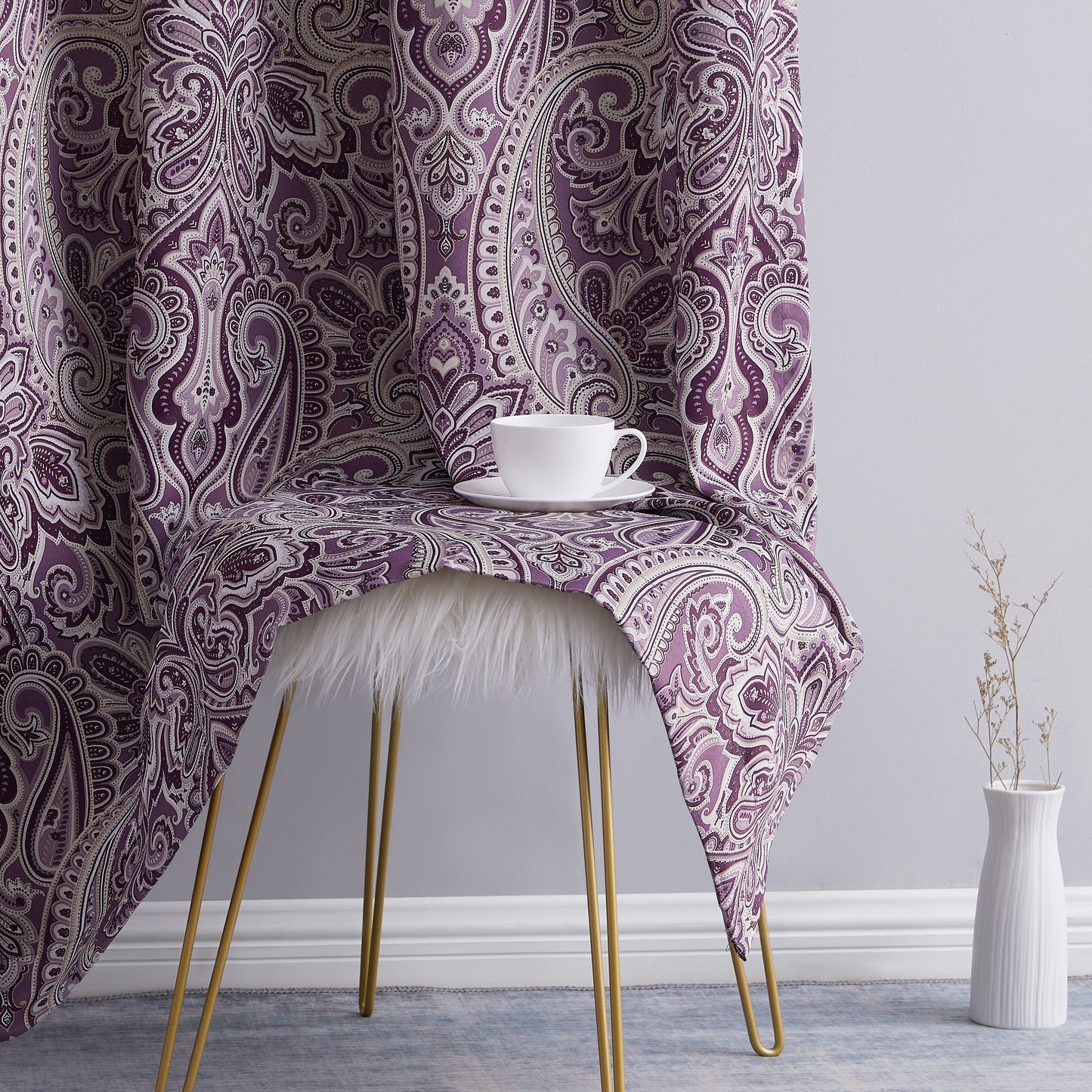 Paris Paisley Floral Room Darkening Grommet Curtain Panels