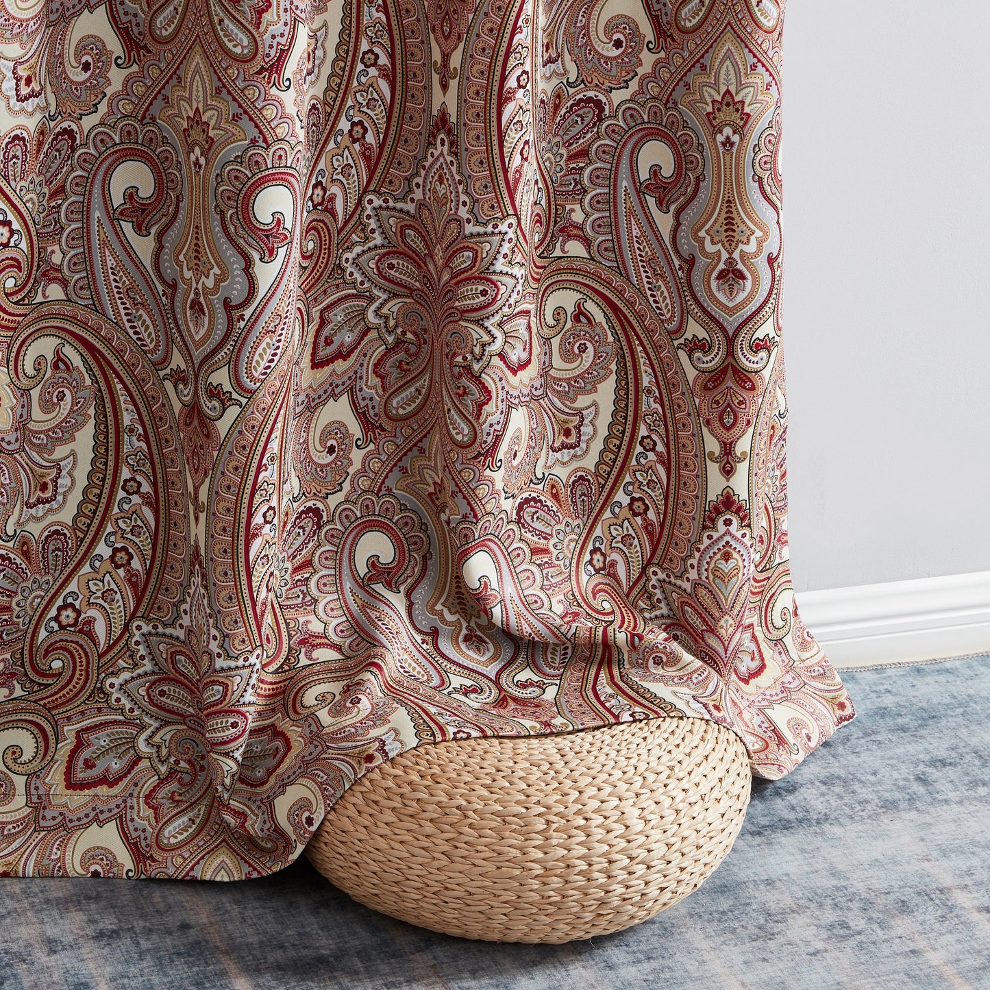 Paris Paisley Floral Room Darkening Grommet Curtain Panels