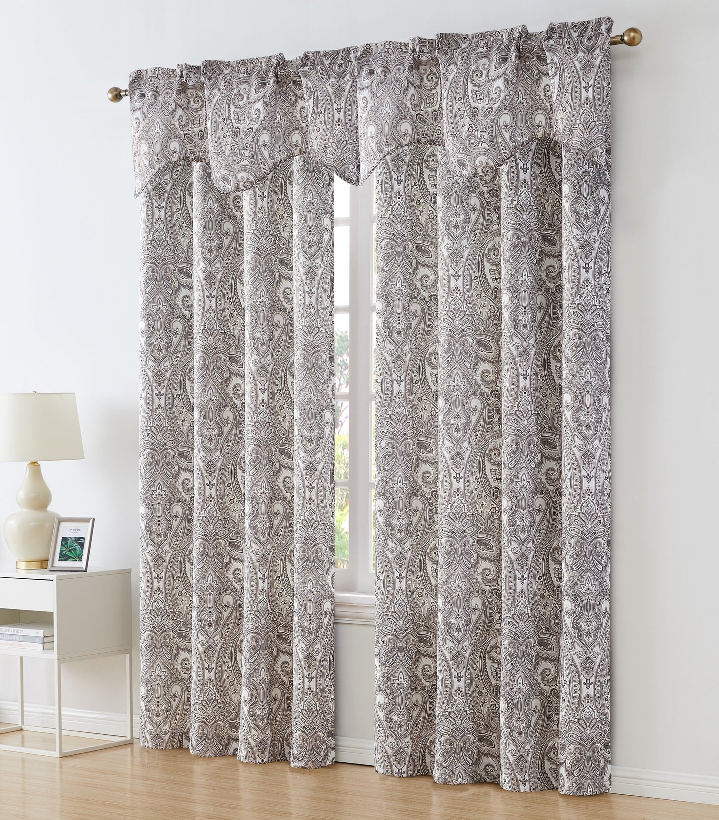 Paris Paisley Floral Scalloped Curtain Valance - 50 W x 20 L In