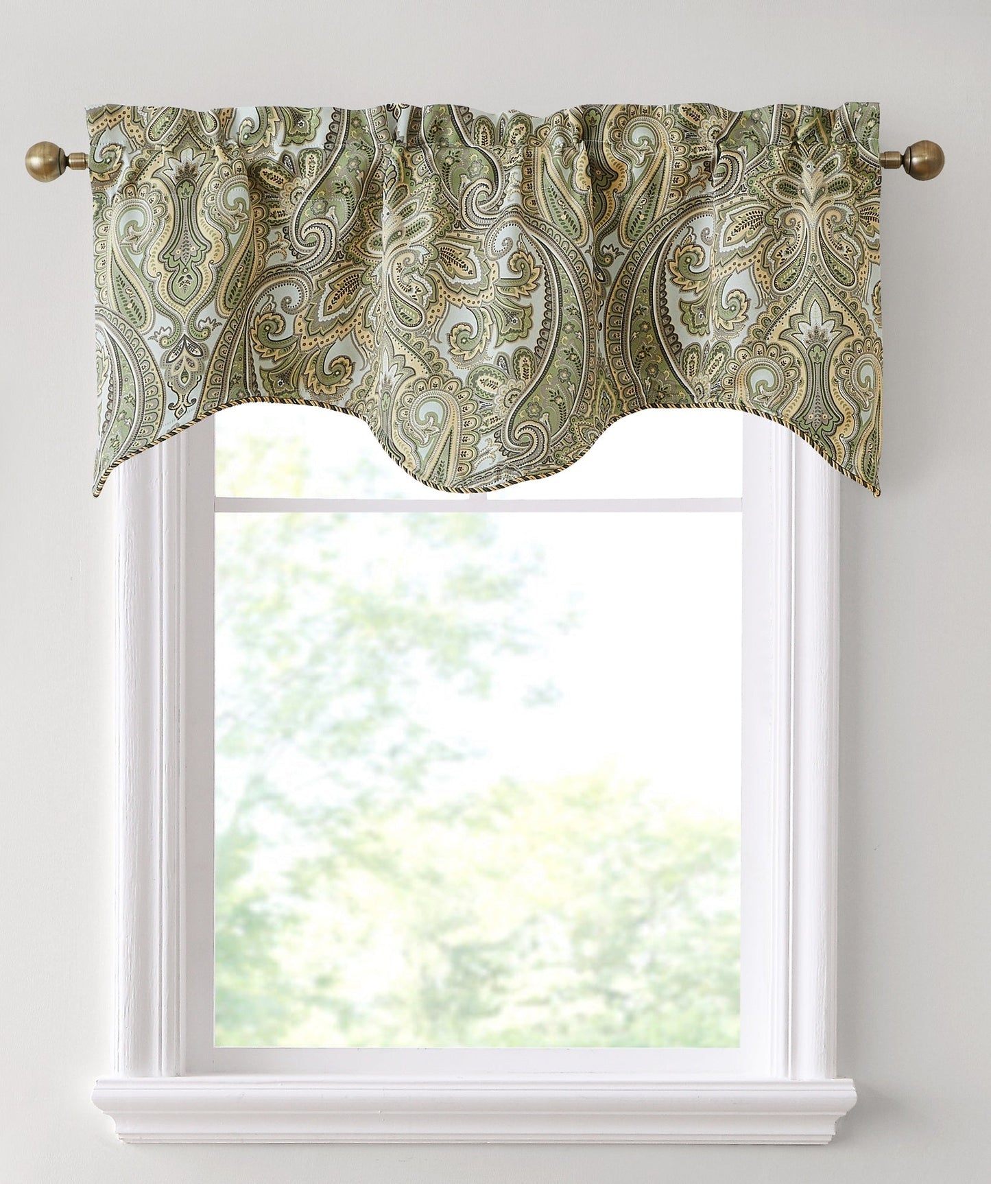 Paris Paisley Floral Scalloped Curtain Valance - 50 W x 20 L In