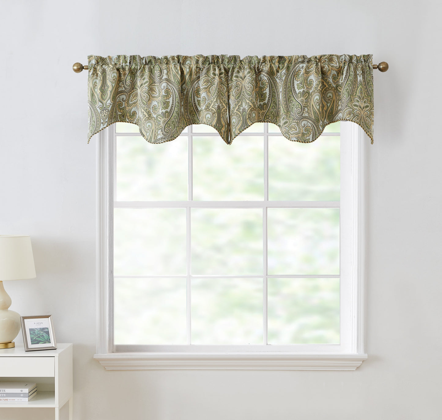 Paris Paisley Floral Scalloped Curtain Valance - 50 W x 20 L In