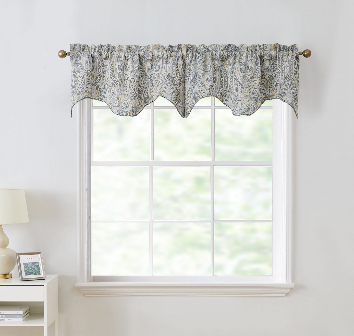 Paris Paisley Floral Scalloped Curtain Valance - 50 W x 20 L In