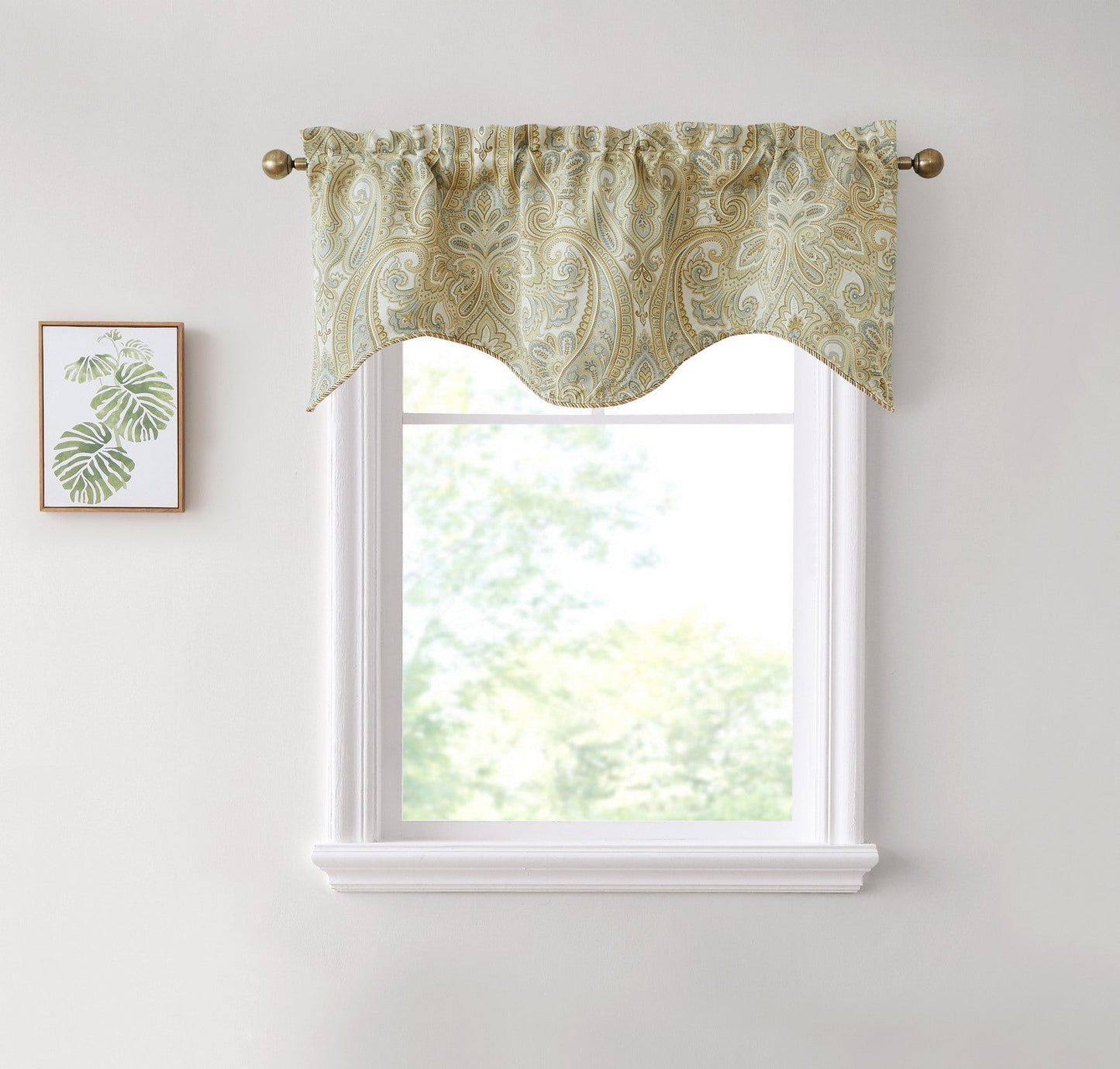 Paris Paisley Floral Scalloped Curtain Valance - 50 W x 20 L In