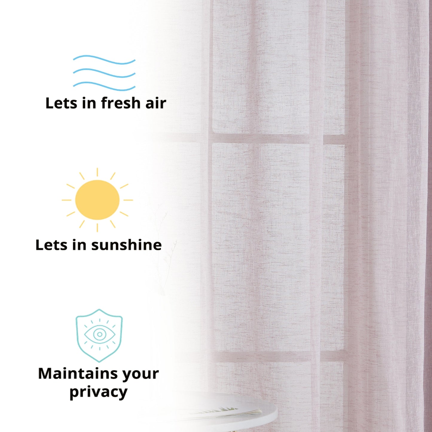 Penelope Faux Linen Sheer Curtain Panels