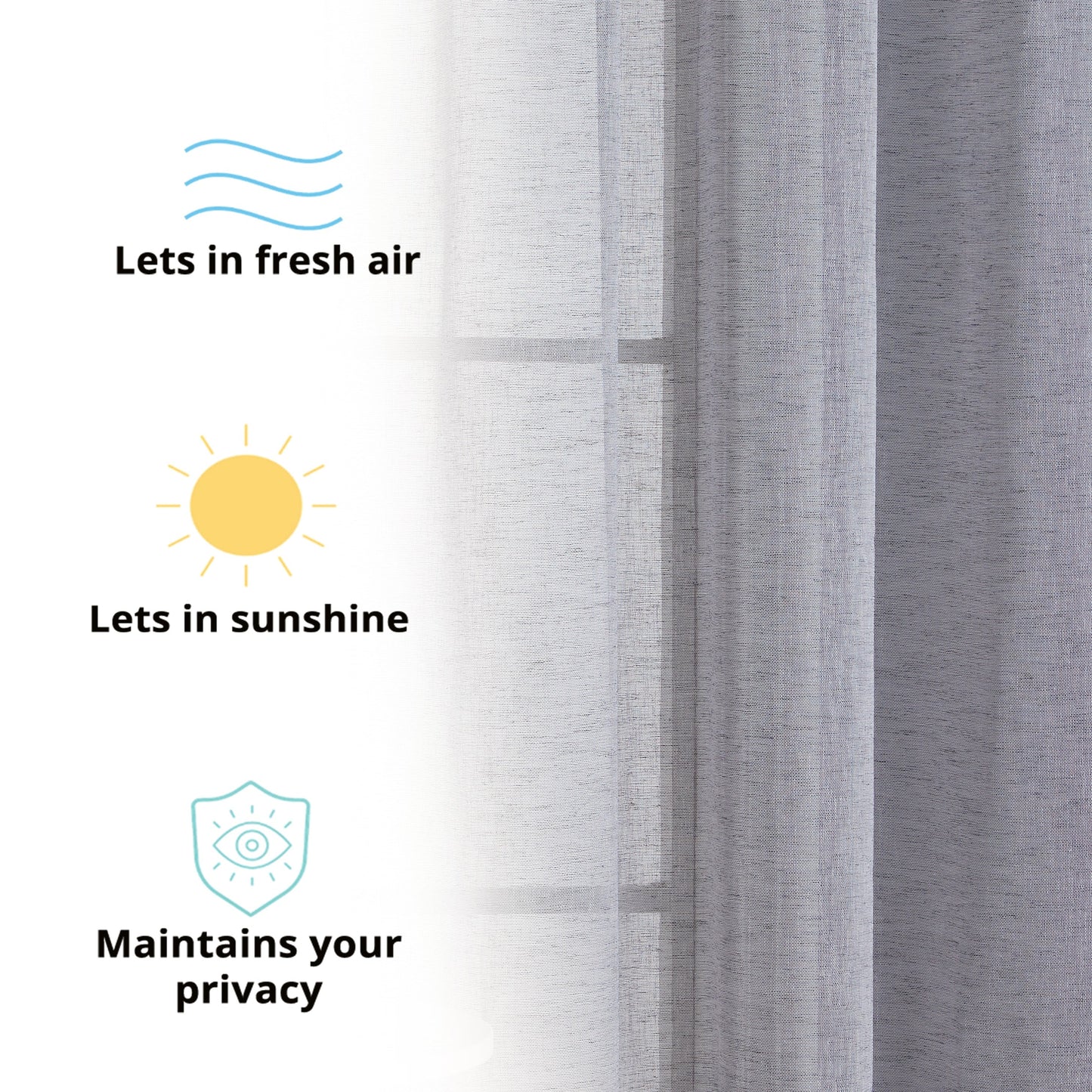 Penelope Faux Linen Sheer Curtain Panels
