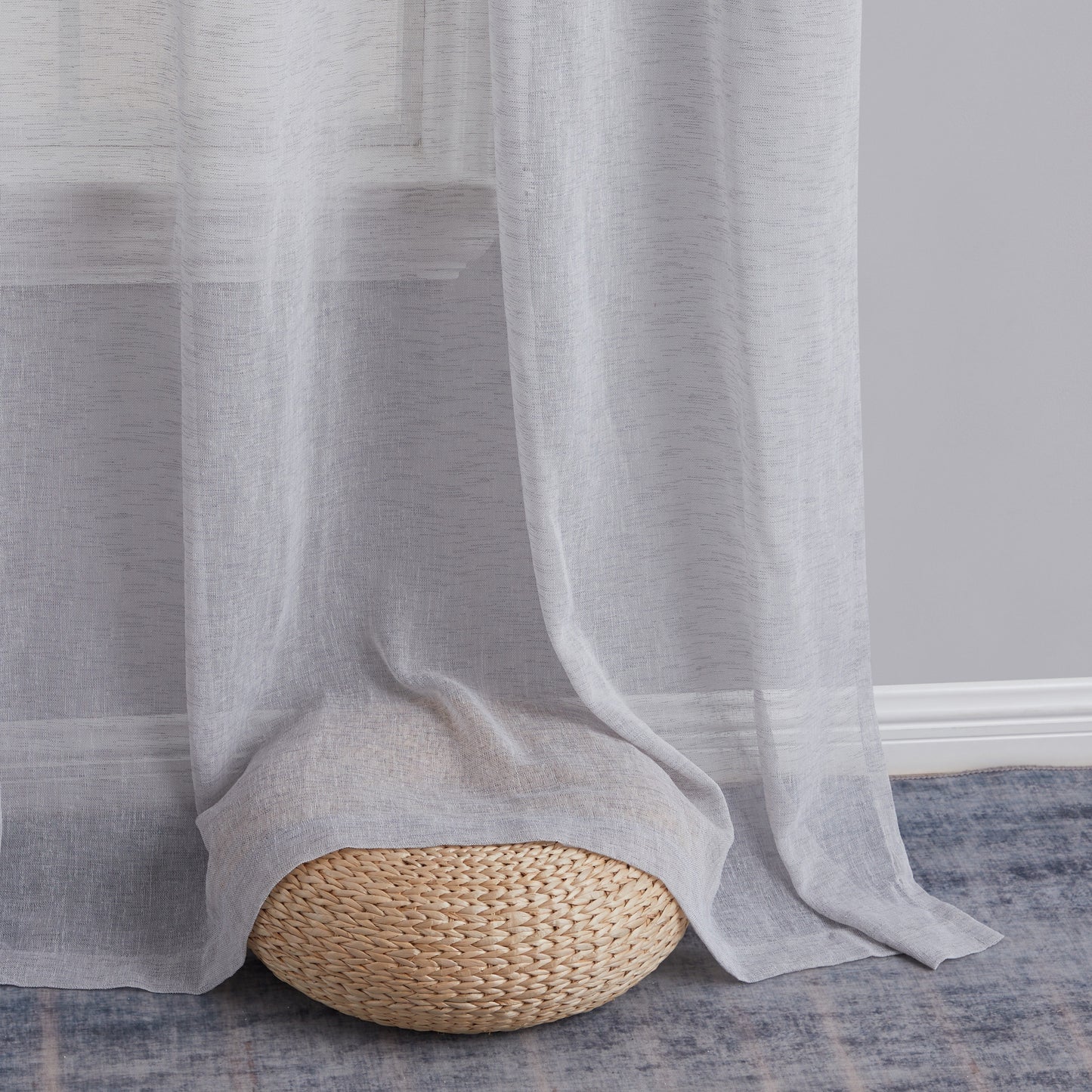 Penelope Faux Linen Sheer Curtain Panels