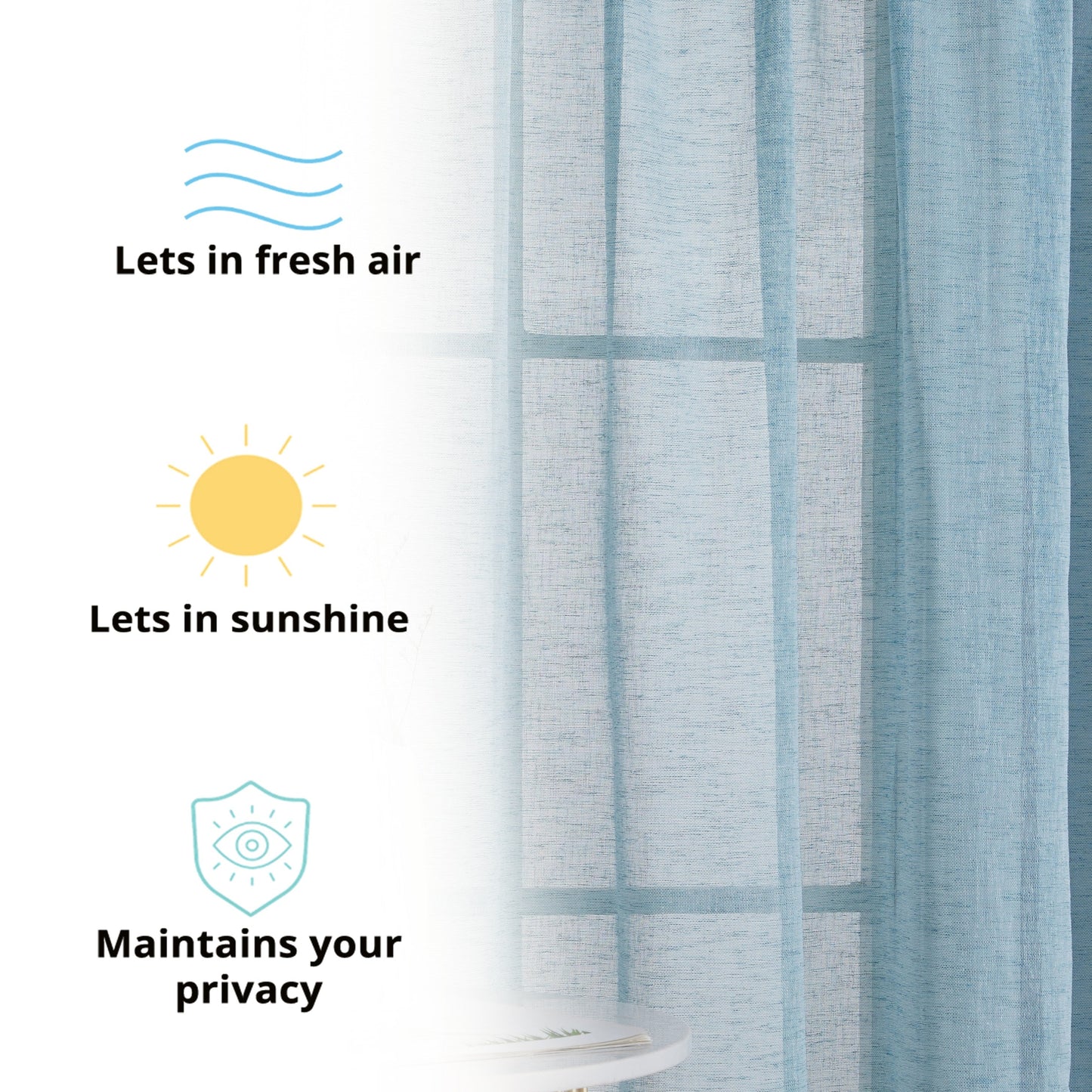 Penelope Faux Linen Sheer Curtain Panels