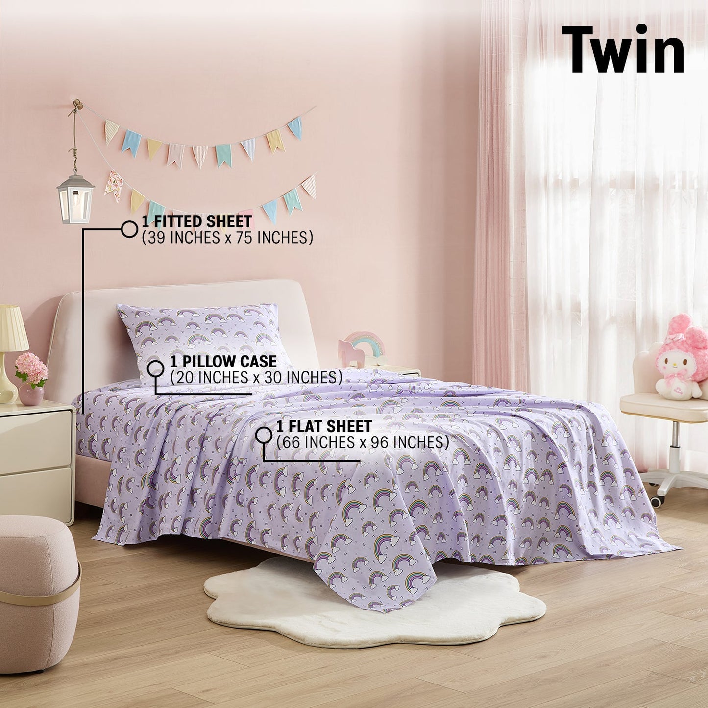 Rainbow Girls Kids Bed Sheets