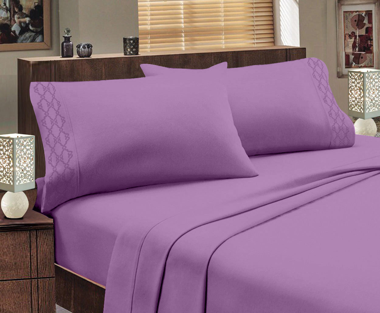 Juego de sábanas bordadas serie 1800 – Bolsillo profundo, ropa de cama de hotel de lujo supersuave
