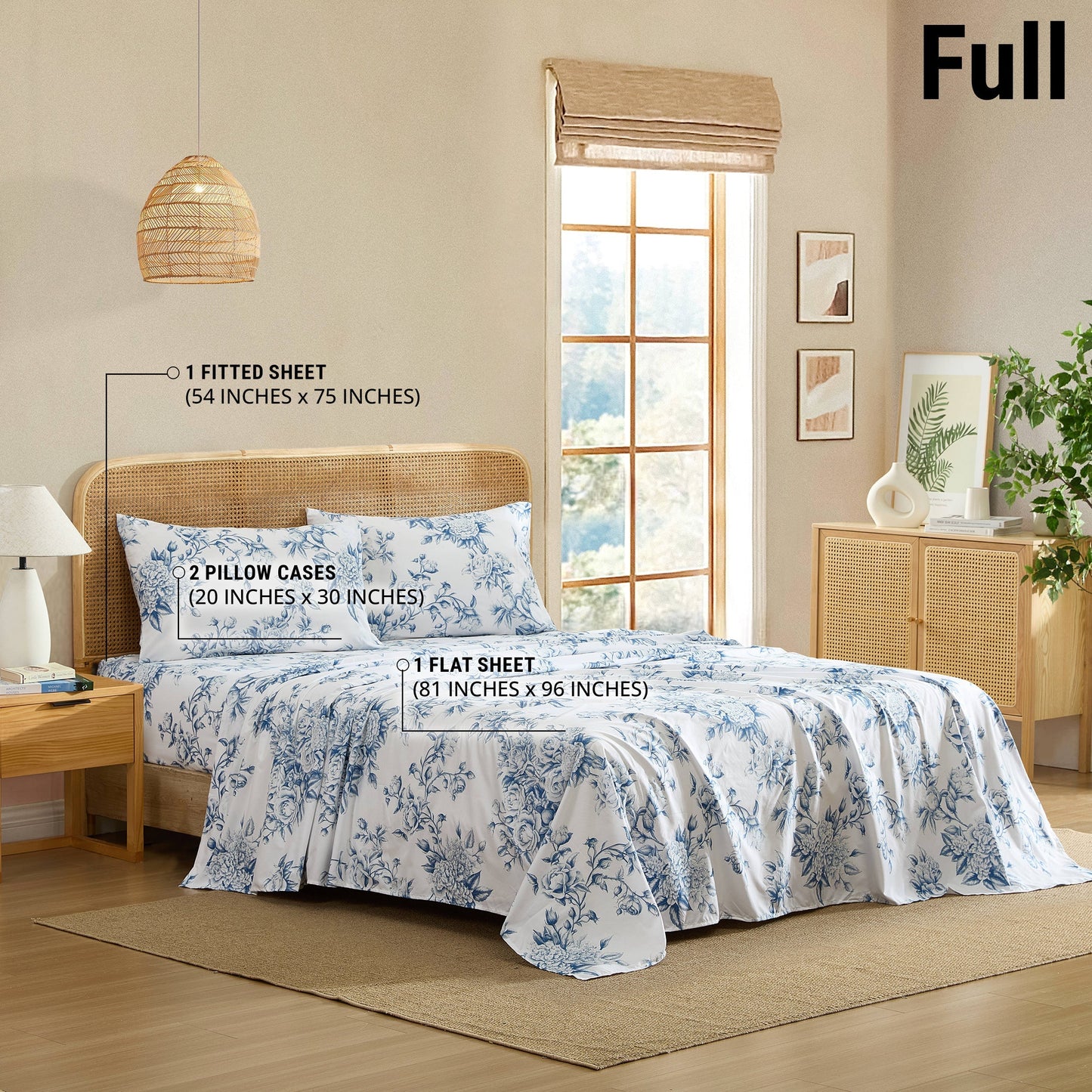 Rose Toile Floral Bed Sheets