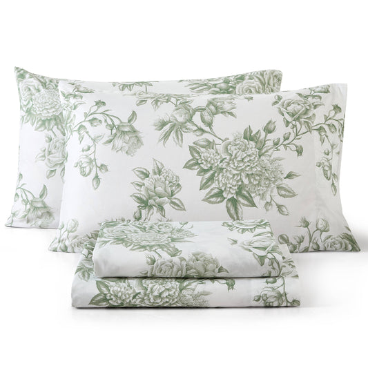 Rose Toile Floral Bed Sheets