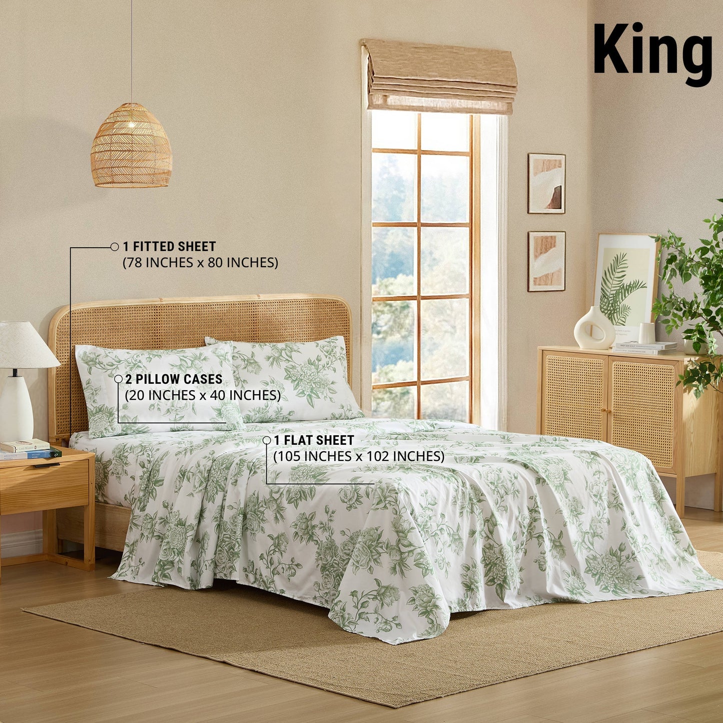 Rose Toile Floral Bed Sheets