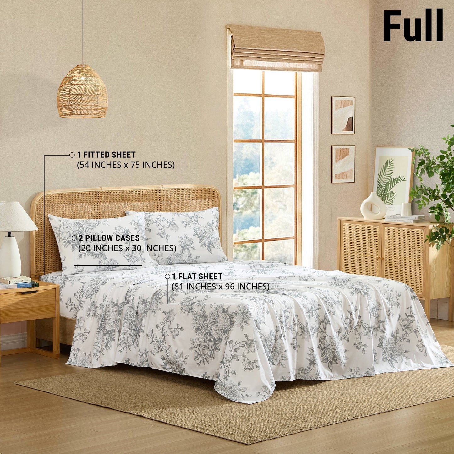 Rose Toile Floral Bed Sheets
