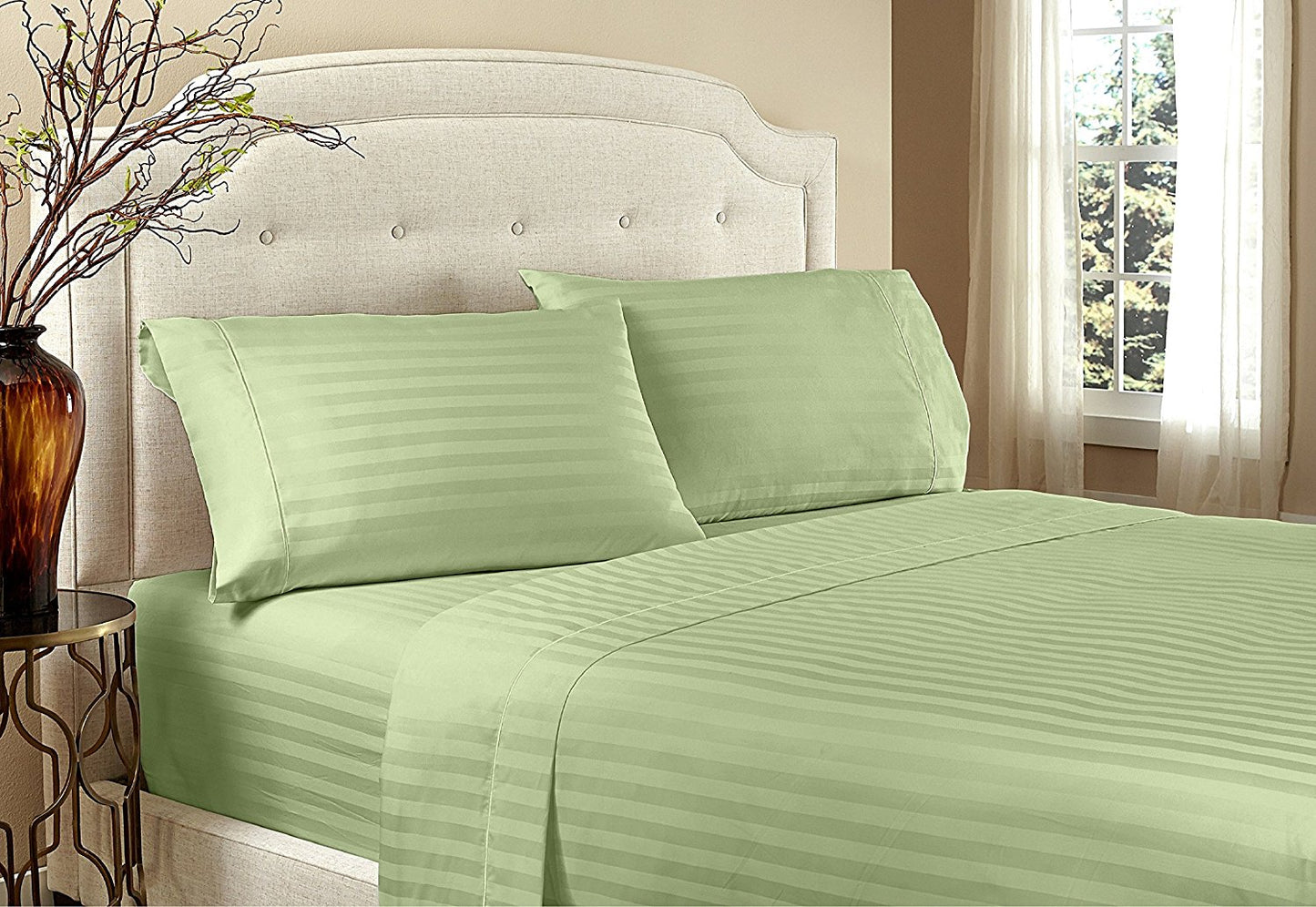 Sábanas a rayas de hotel serie 1800 – Juego de cama de lujo ultrasuave con bolsillos profundos