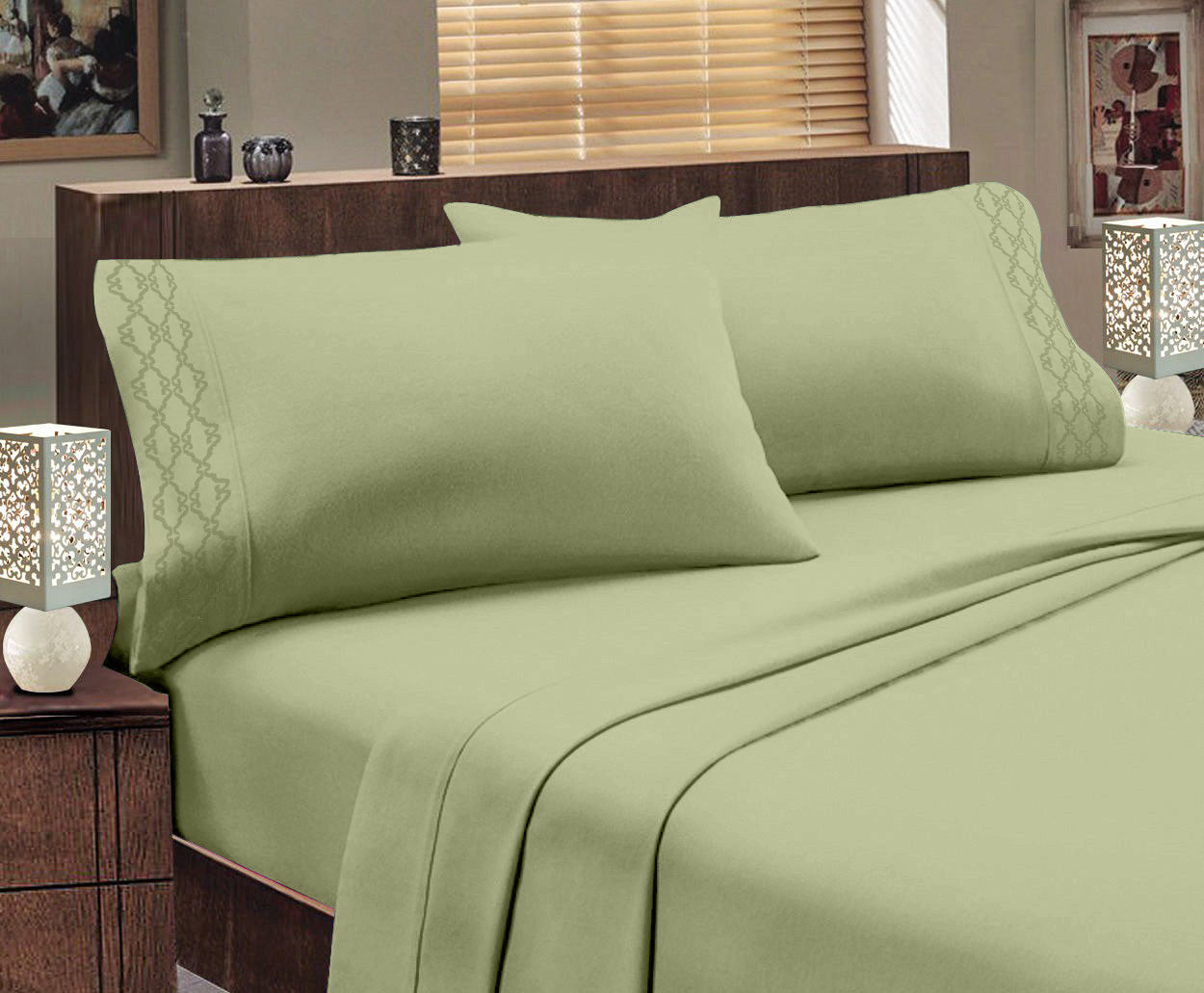 Juego de sábanas bordadas serie 1800 – Bolsillo profundo, ropa de cama de hotel de lujo supersuave