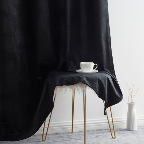 Lopez Velvet Back Tab Rod Pocket Room Darkening Curtain Panels