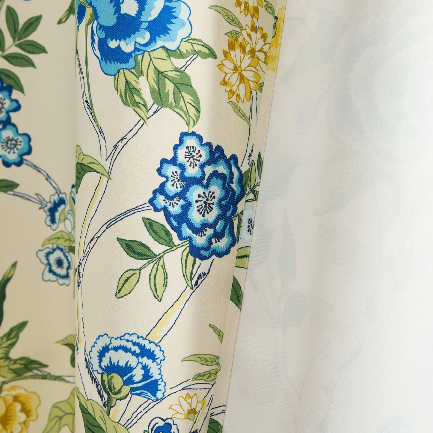 Scarlet Floral & Birds Back Tab Rod Pocket Room Darkening Window Curtains - Pair