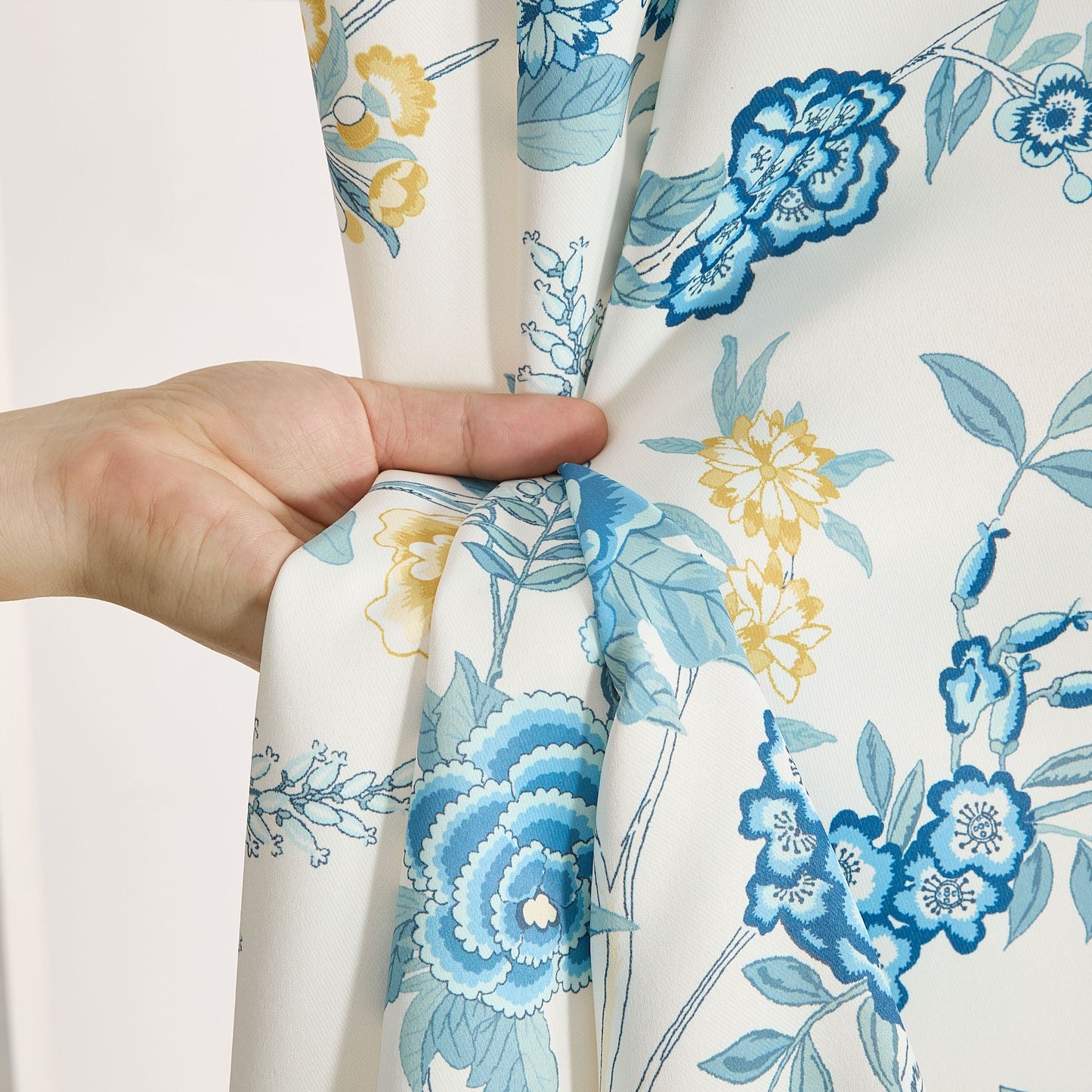 Scarlet Floral & Birds Back Tab Rod Pocket Room Darkening Window Curtains - Pair