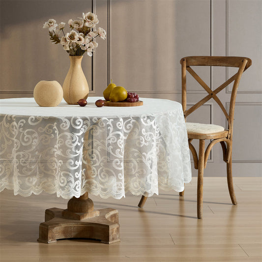 Scroll Lace Round Fabric Tablecloth