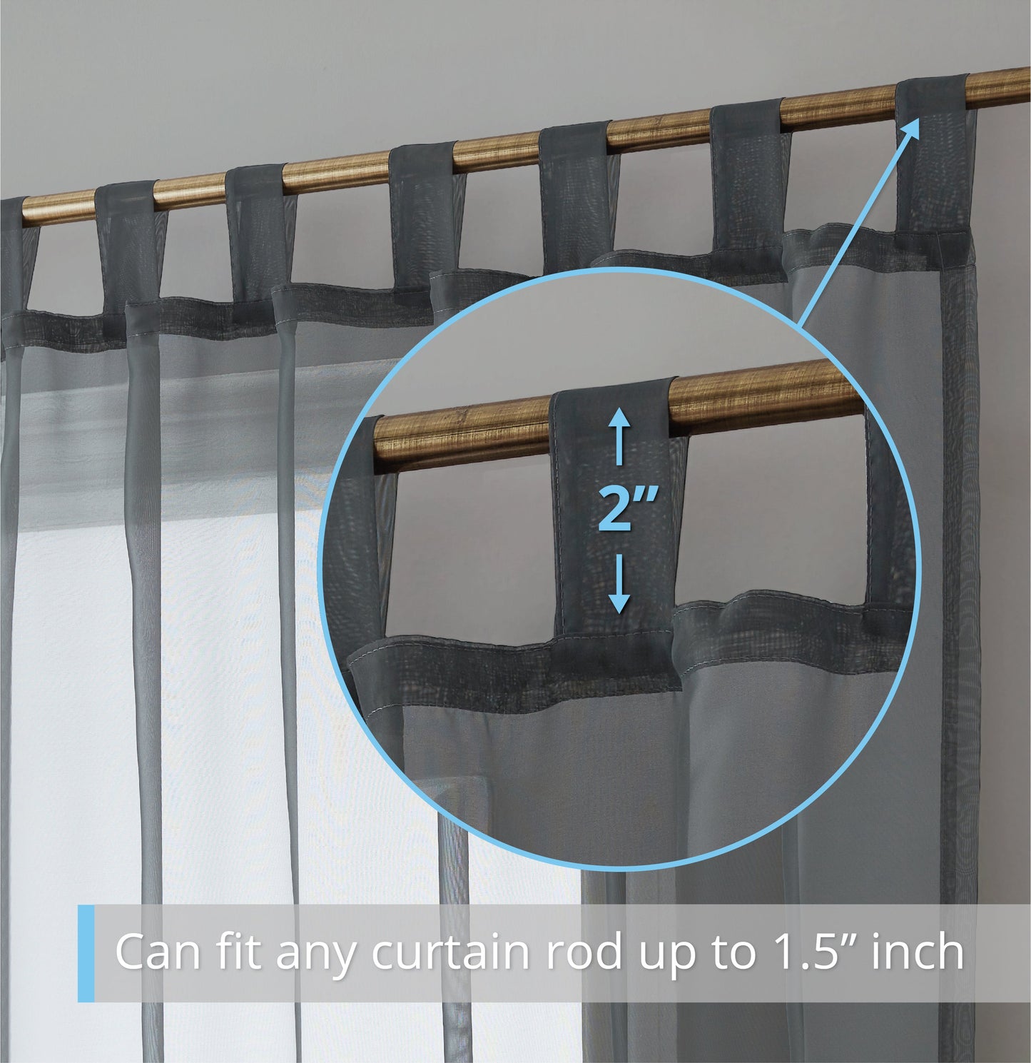 Sheer Voile Tab Top Curtain Panels