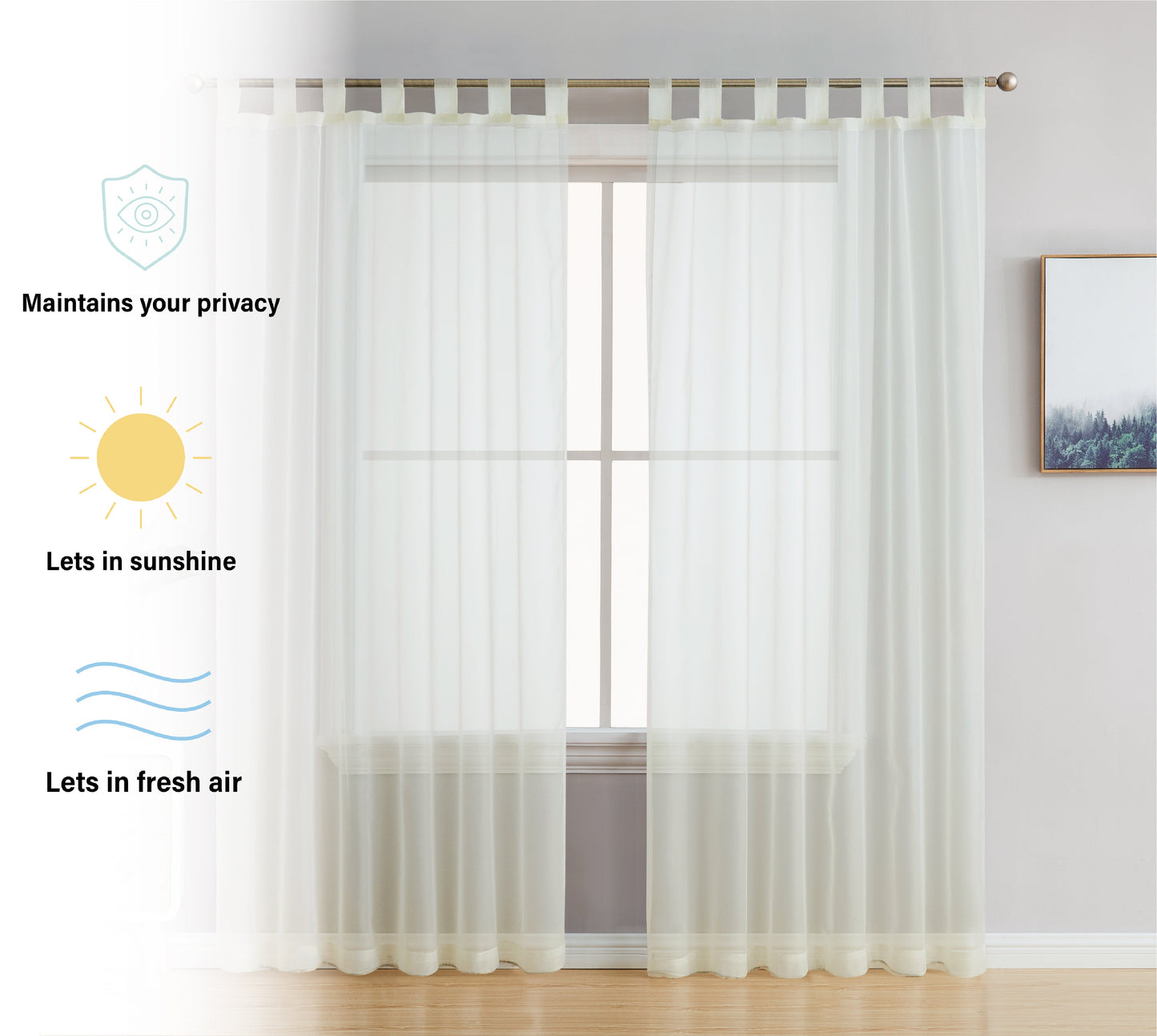 Sheer Voile Tab Top Curtain Panels