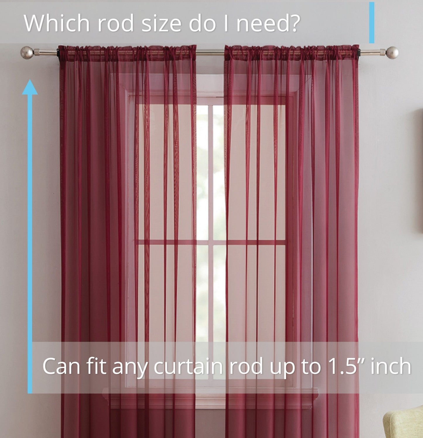 Lucento Sheer Voile Rod Pocket Curtain Panels