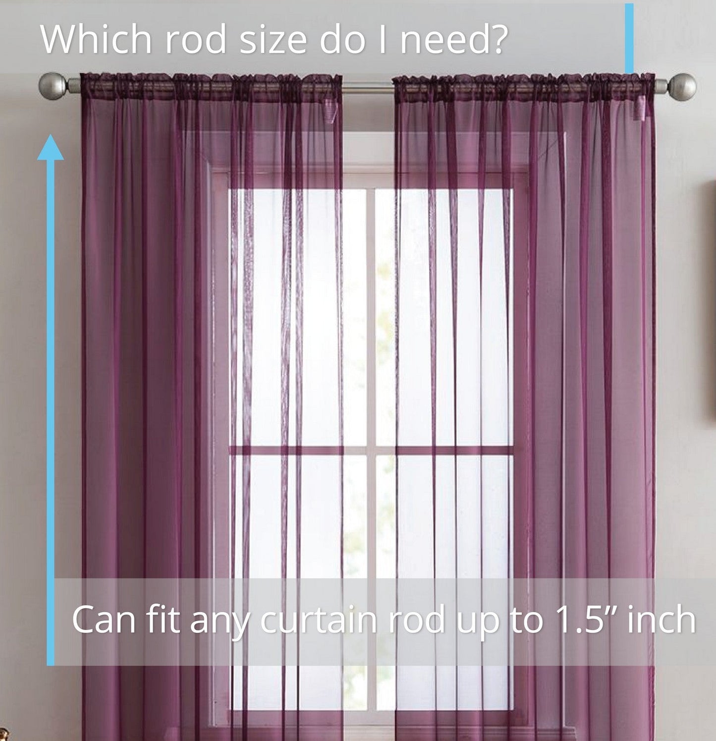 Lucento Sheer Voile Rod Pocket Curtain Panels