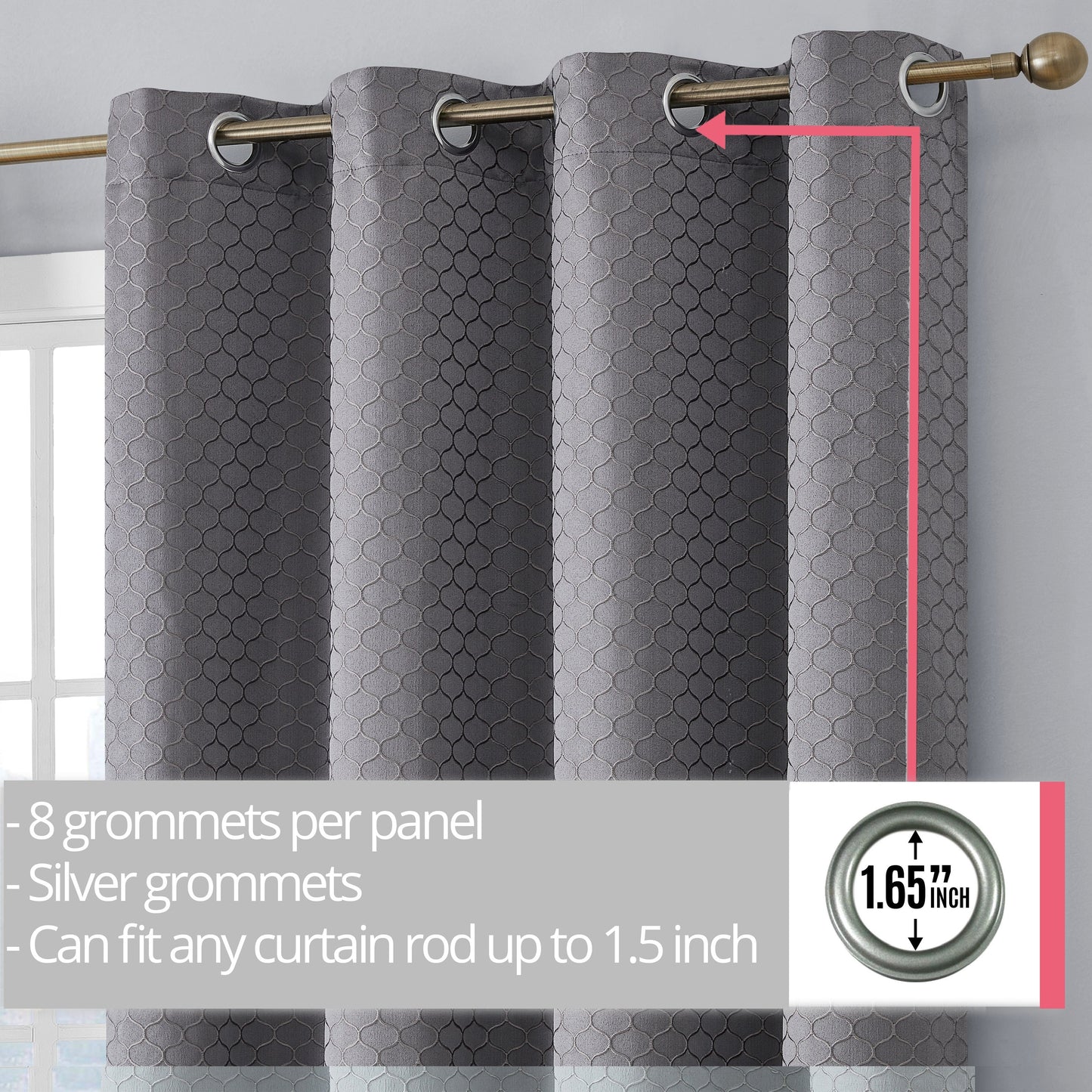 Siena Geometric 100% Blackout Grommet Curtains