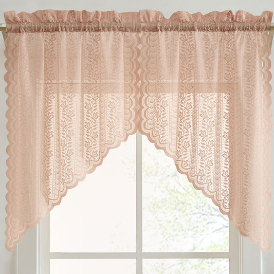 Sophia Floral Sheer Rod Pocket Lace Swags