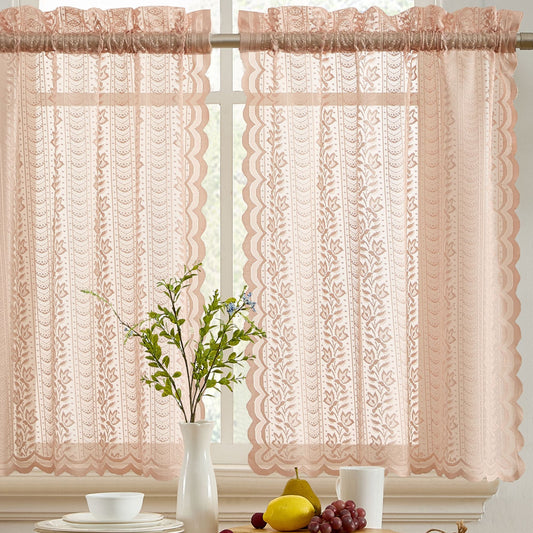 Sophia Floral Sheer Rod Pocket Lace Tiers