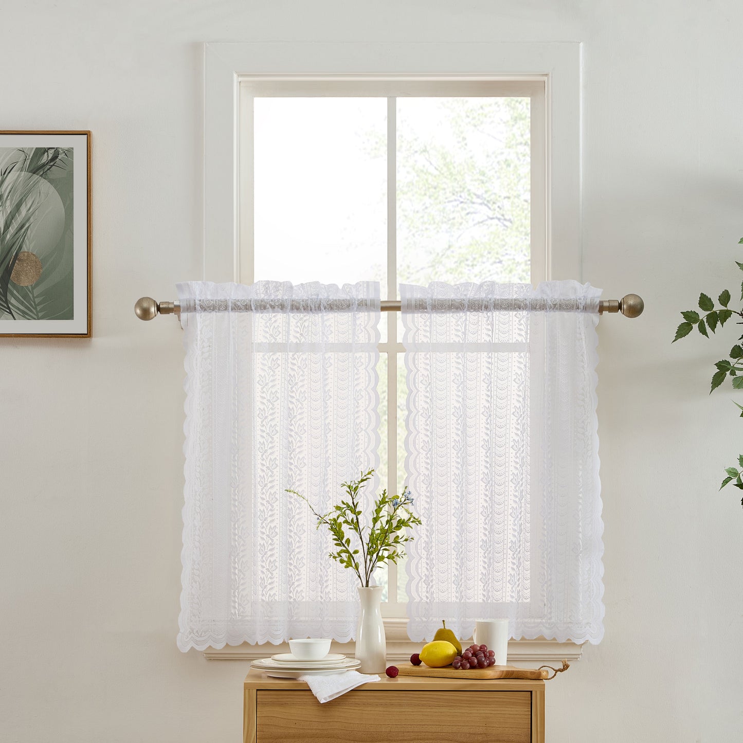 Sophia Floral Sheer Rod Pocket Lace Tiers
