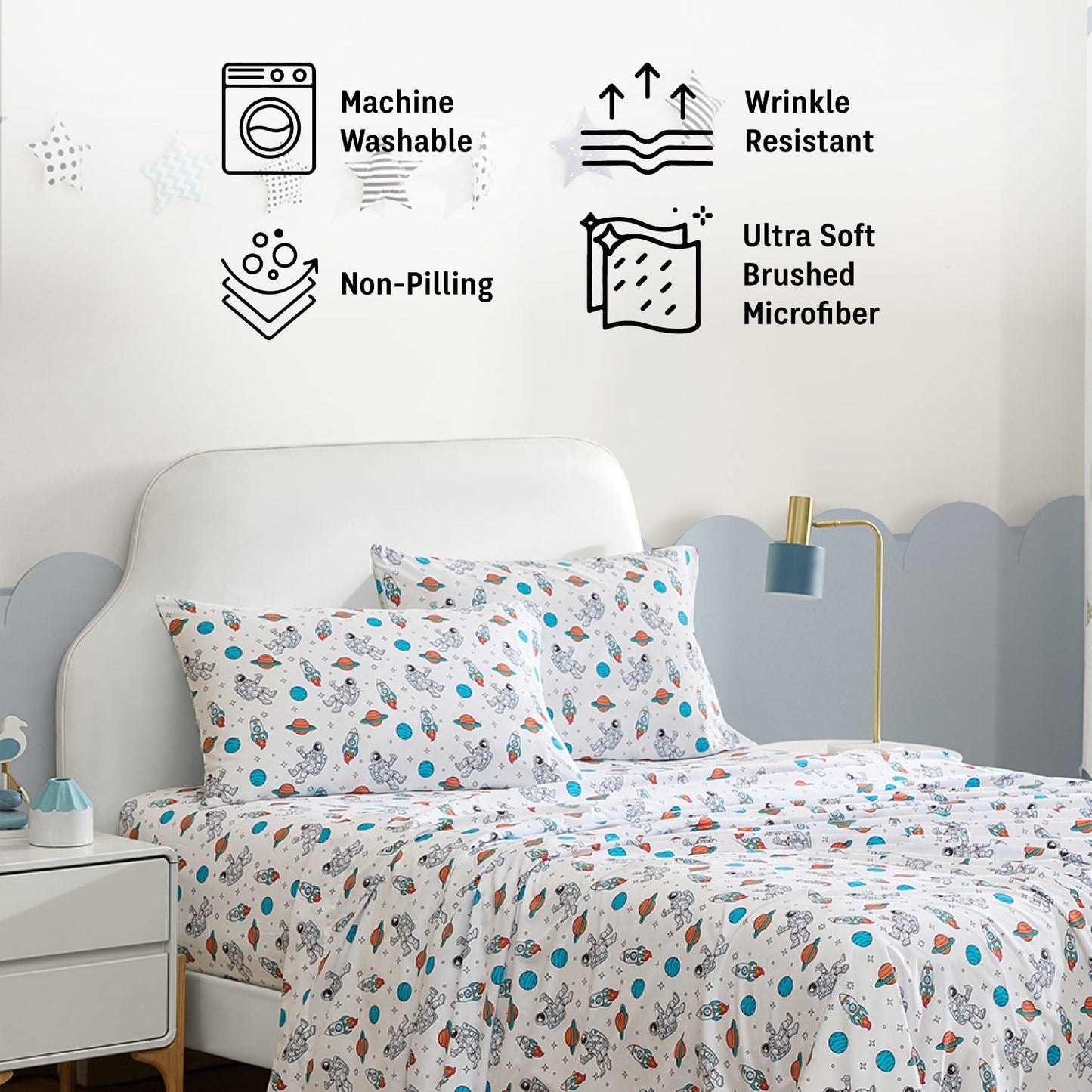 Astronaut Space Man UFO Kids Boys Bed Sheets