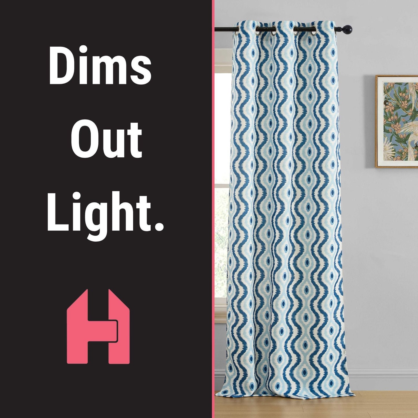 Tanner Ogee Boho Geometric Damask Grommet Room Darkening Window Curtains - Pair