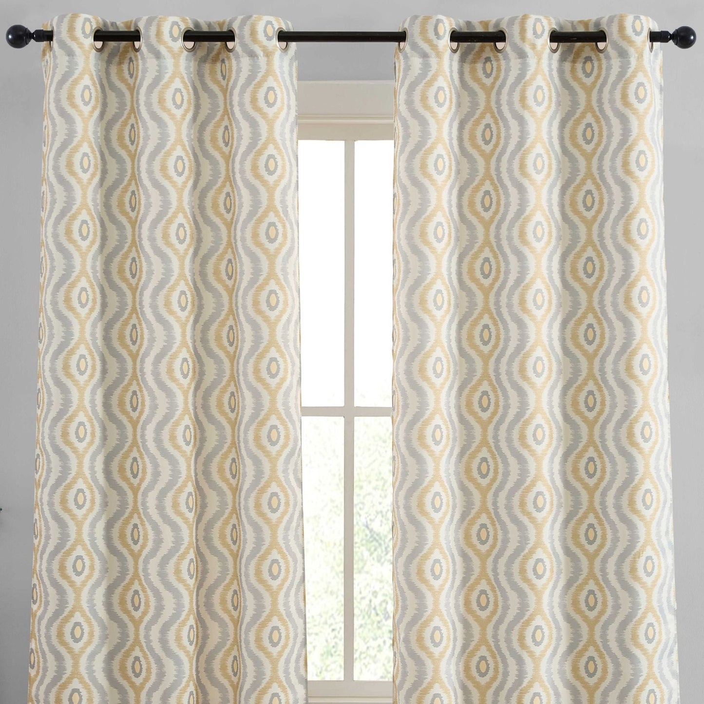 Tanner Ogee Boho Geometric Damask Grommet Room Darkening Window Curtains - Pair