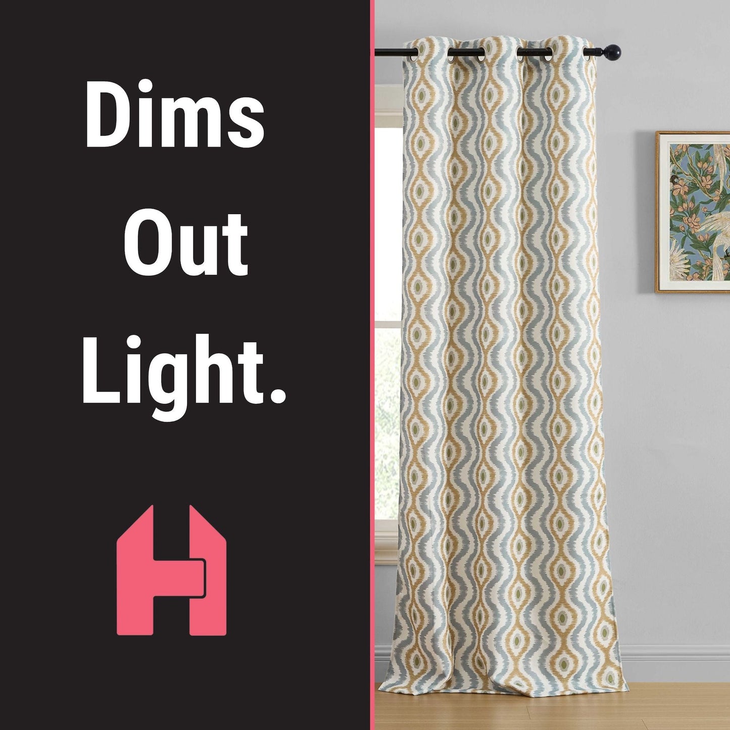 Tanner Ogee Boho Geometric Damask Grommet Room Darkening Window Curtains - Pair