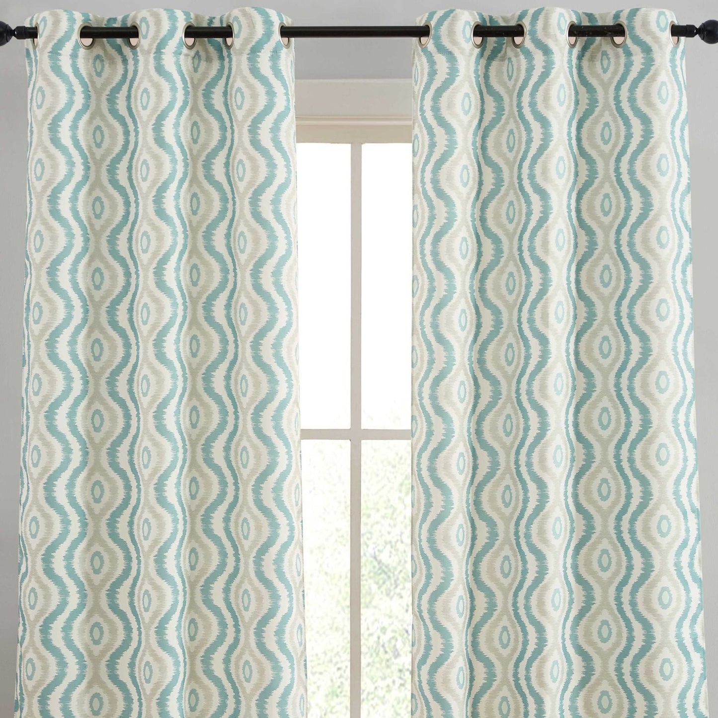 Tanner Ogee Boho Geometric Damask Grommet Room Darkening Window Curtains - Pair